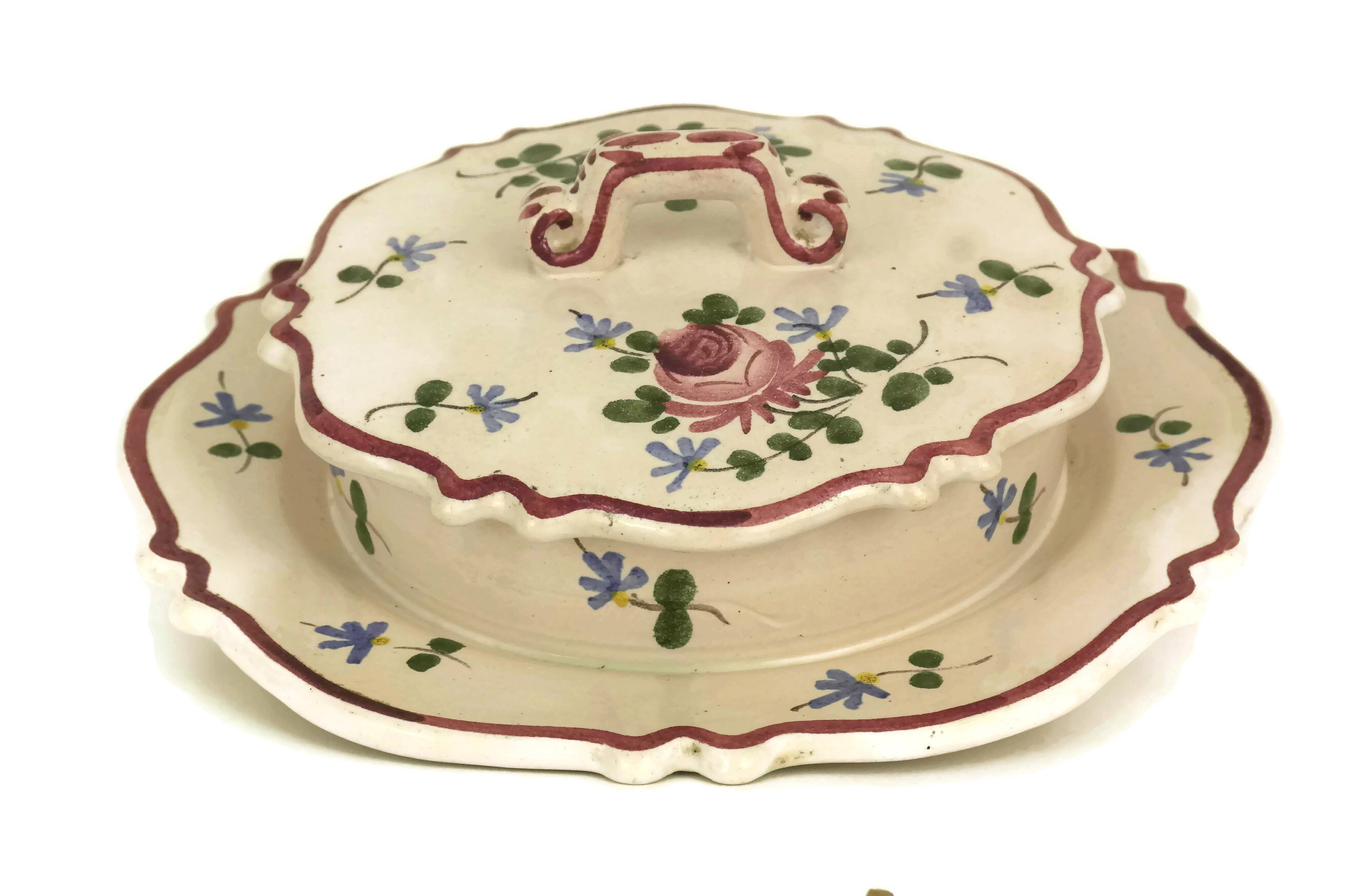 French Hand Painted Butter Dish