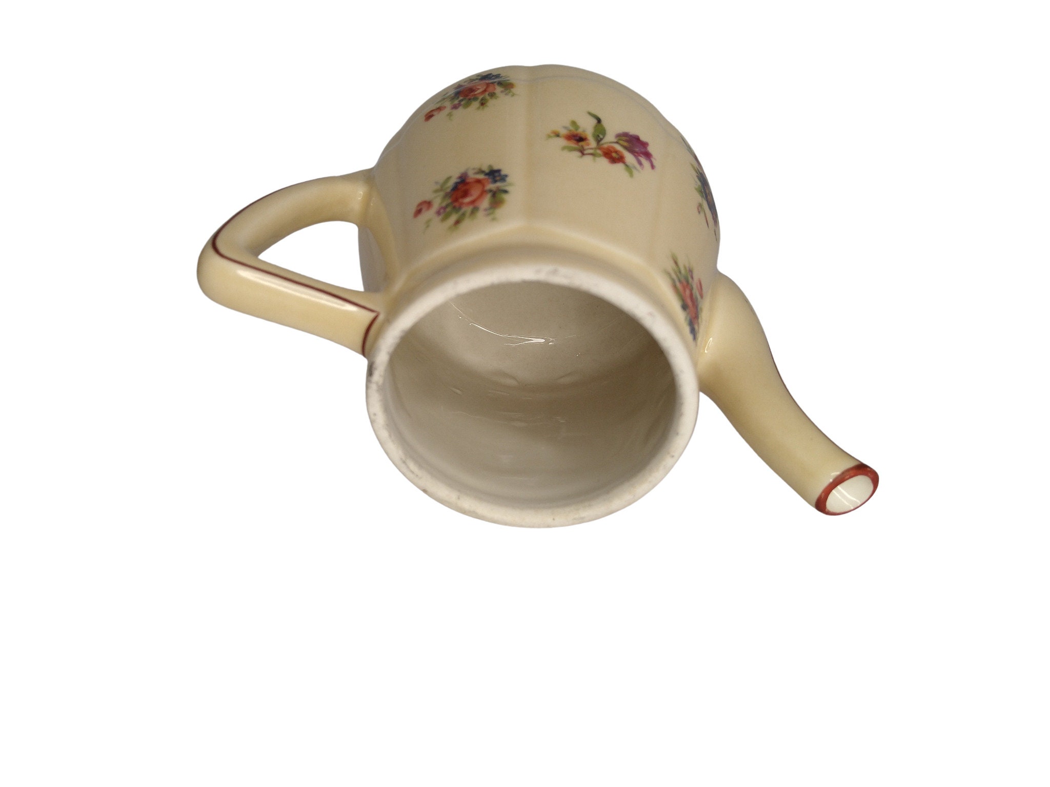 Antique French Porcelain Drip Coffee Pot with Flowers, Romantic Country