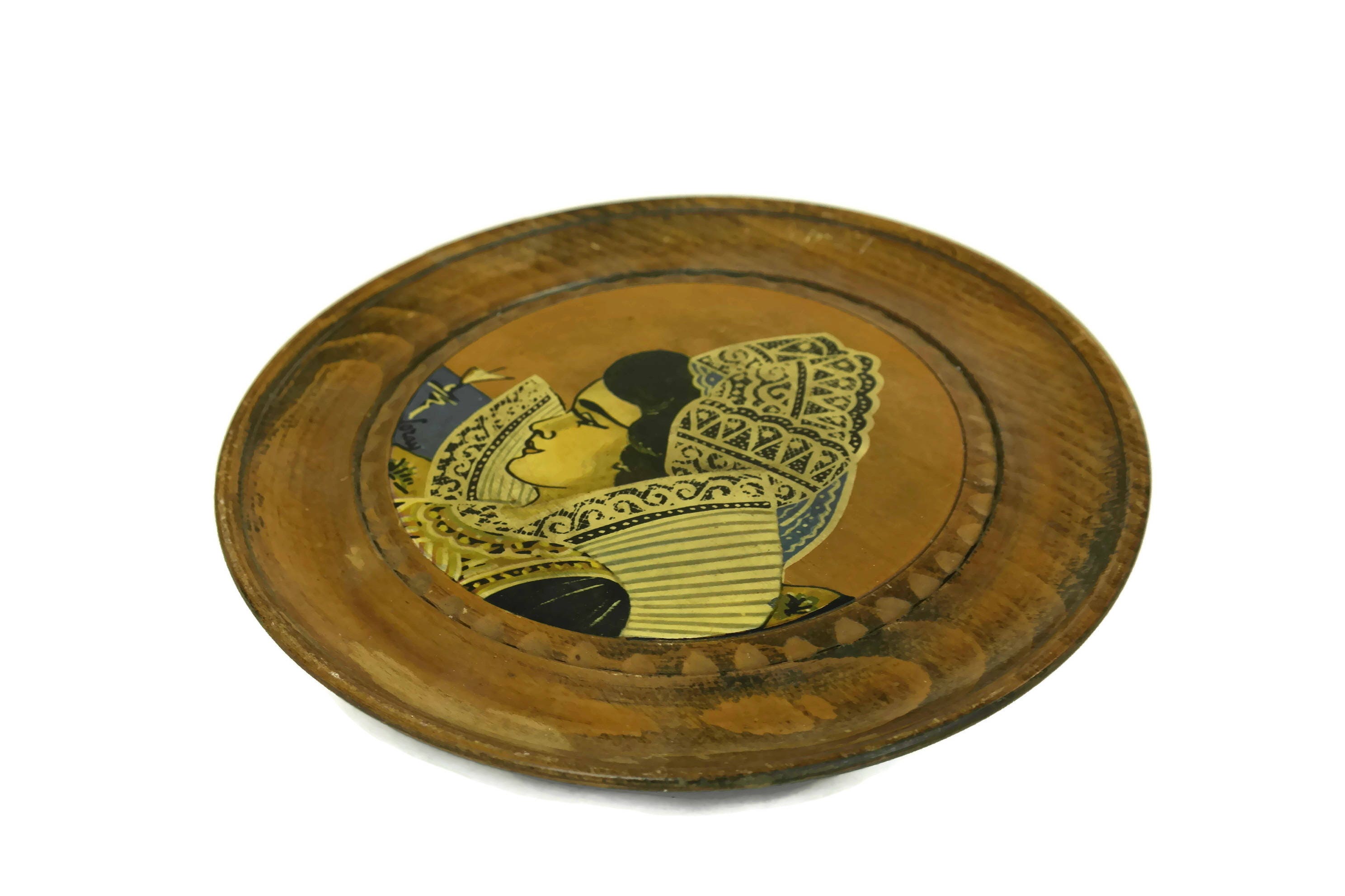 RESERVED for Ruth. French Breton Souvenir Plate with Woman Portrait