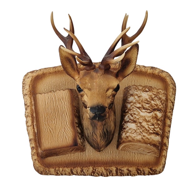 Faux Deer Head Wall Mount Hanging Organizer, French Stag Trophy, Woodland Home Decor