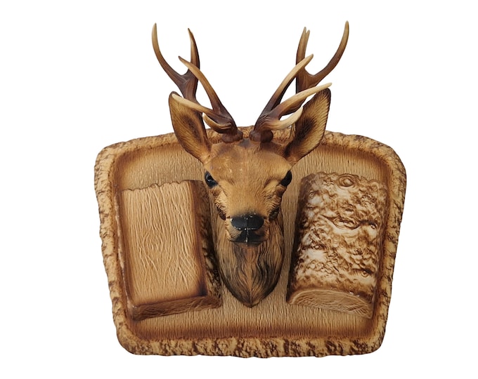 Faux Deer Head Wall Mount Hanging Organizer, French Stag Trophy, Woodland Home Decor