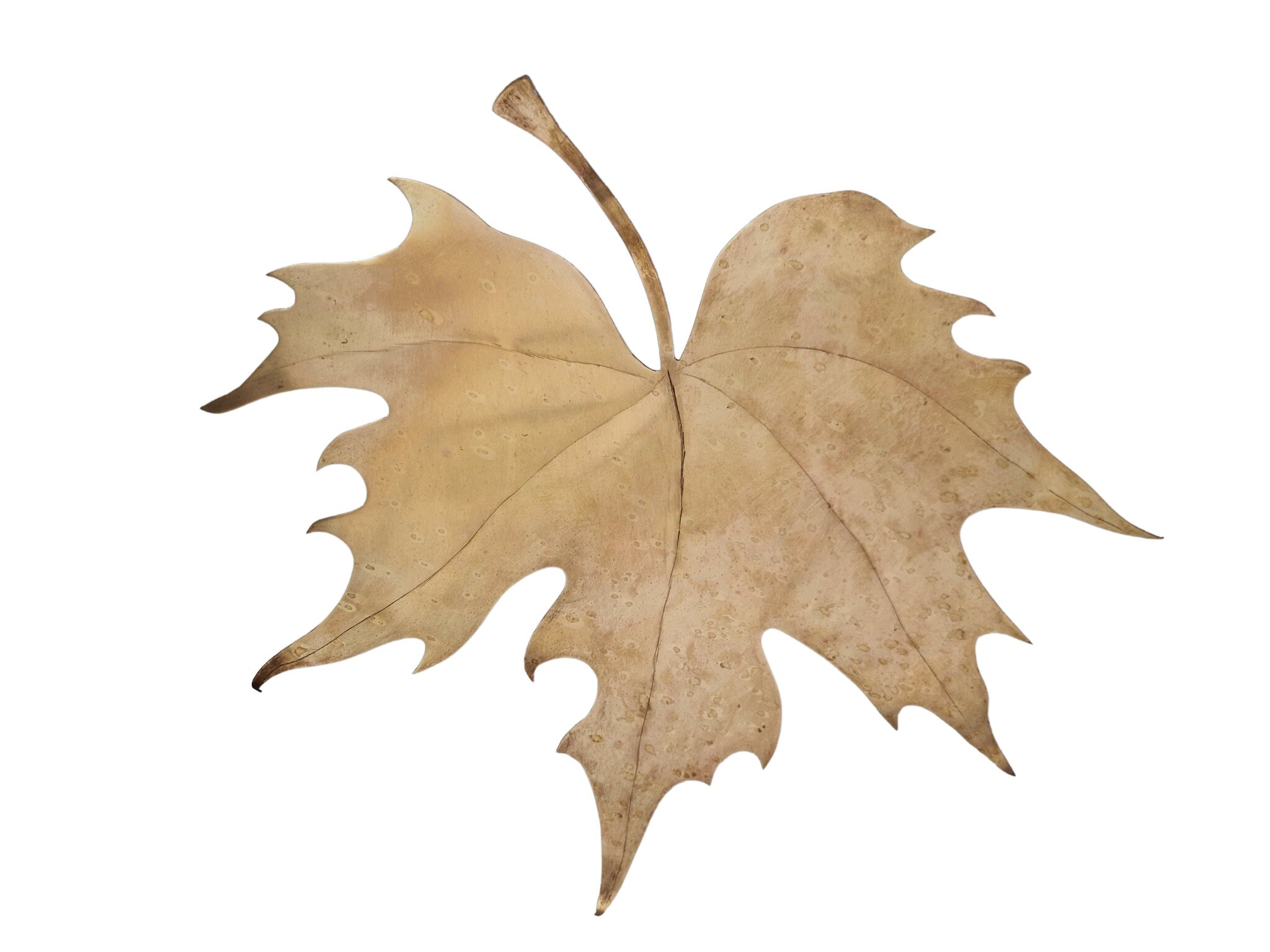 Vintage Brass Maple Leaf Sculpture, 1970s French Botanical Art, Fall