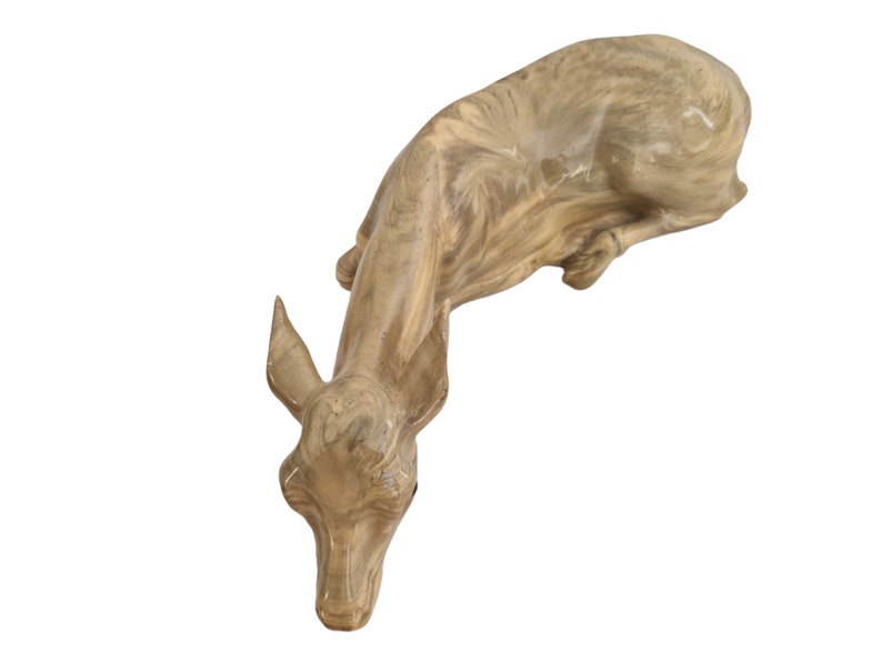 Glazed Ceramic Resting Doe Figurine