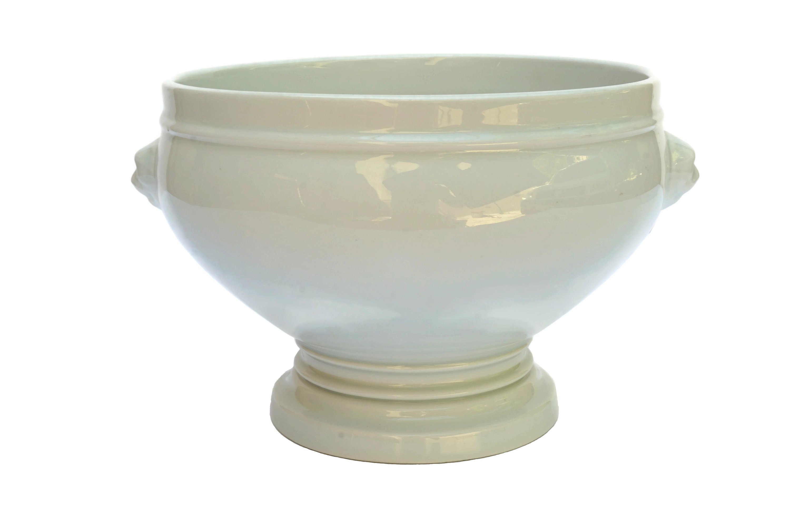 French Onion Soup Tureen Set, Pillivuyt Porcelain Lion Head Bowls