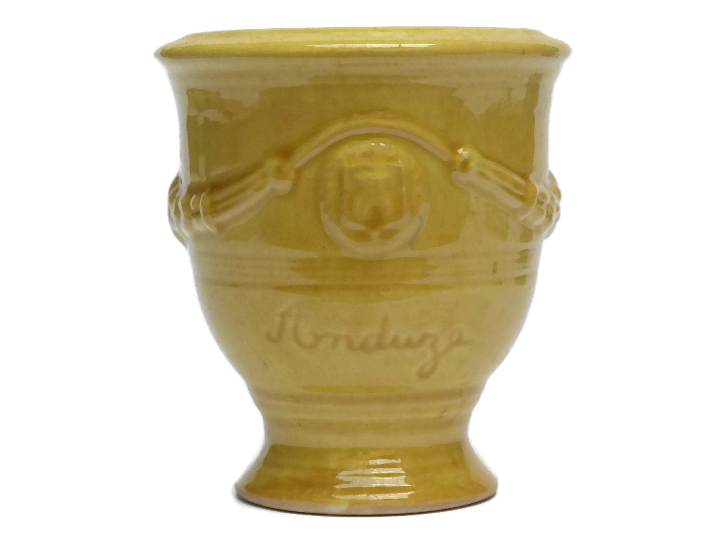 Vintage French Pottery Herb Pot. Yellow Anduze Pottery Succulent Garden