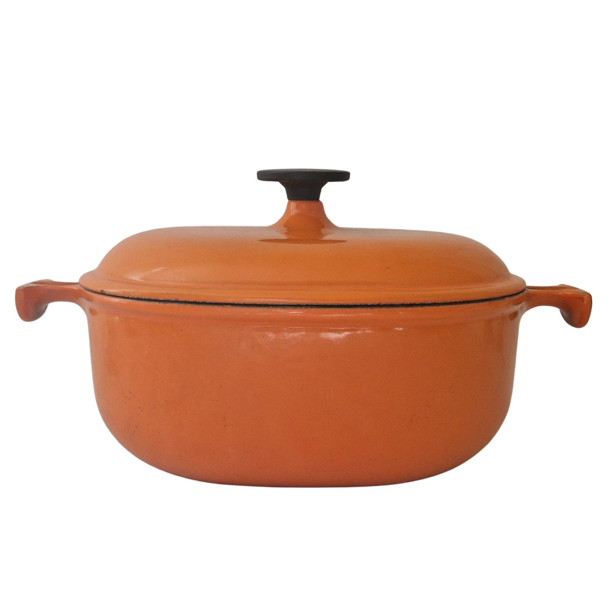 Vintage Le Creuset Enzo Mari la Mama Collection French Cast Iron Dutch Oven  Burnt Orange Round Lidded Cook Pot 