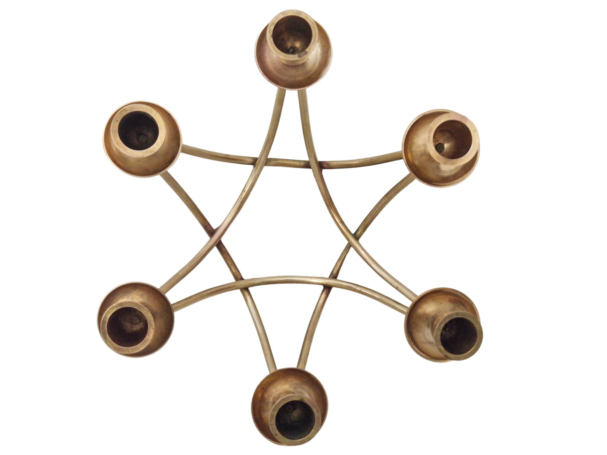 Mid Century Brass Tabletop Candelabra, MCM Candle Holder Centerpiece