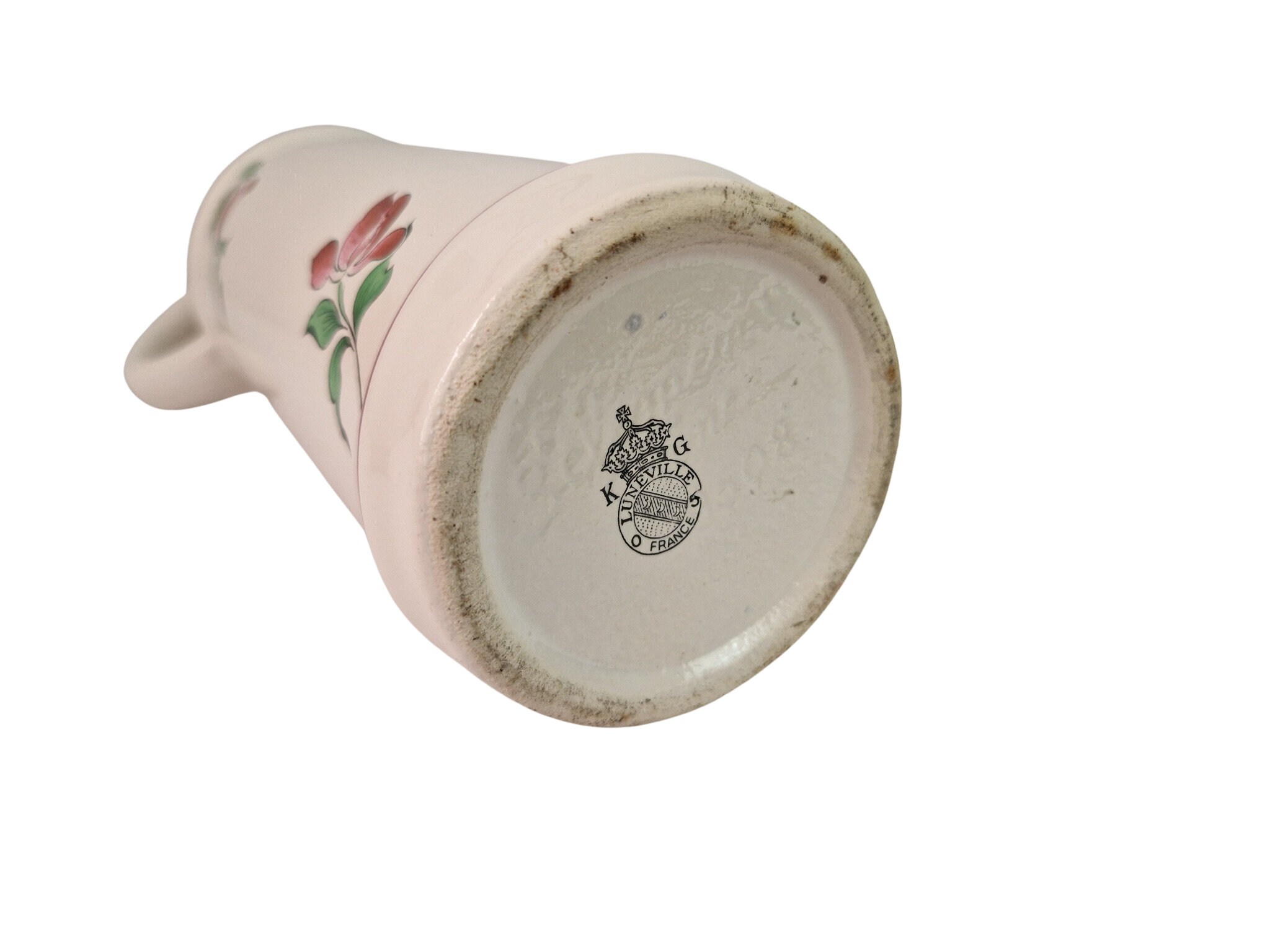 French Ceramic Liquor Decanter with Rose and Flowers by Keller and