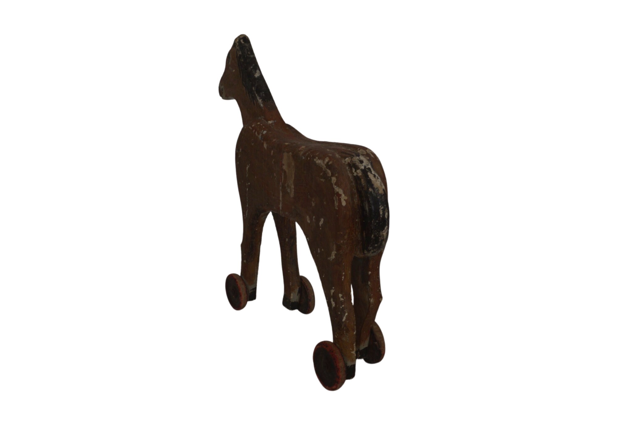 Antique Wooden Horse Toy on Wheels, French Nursery Decor