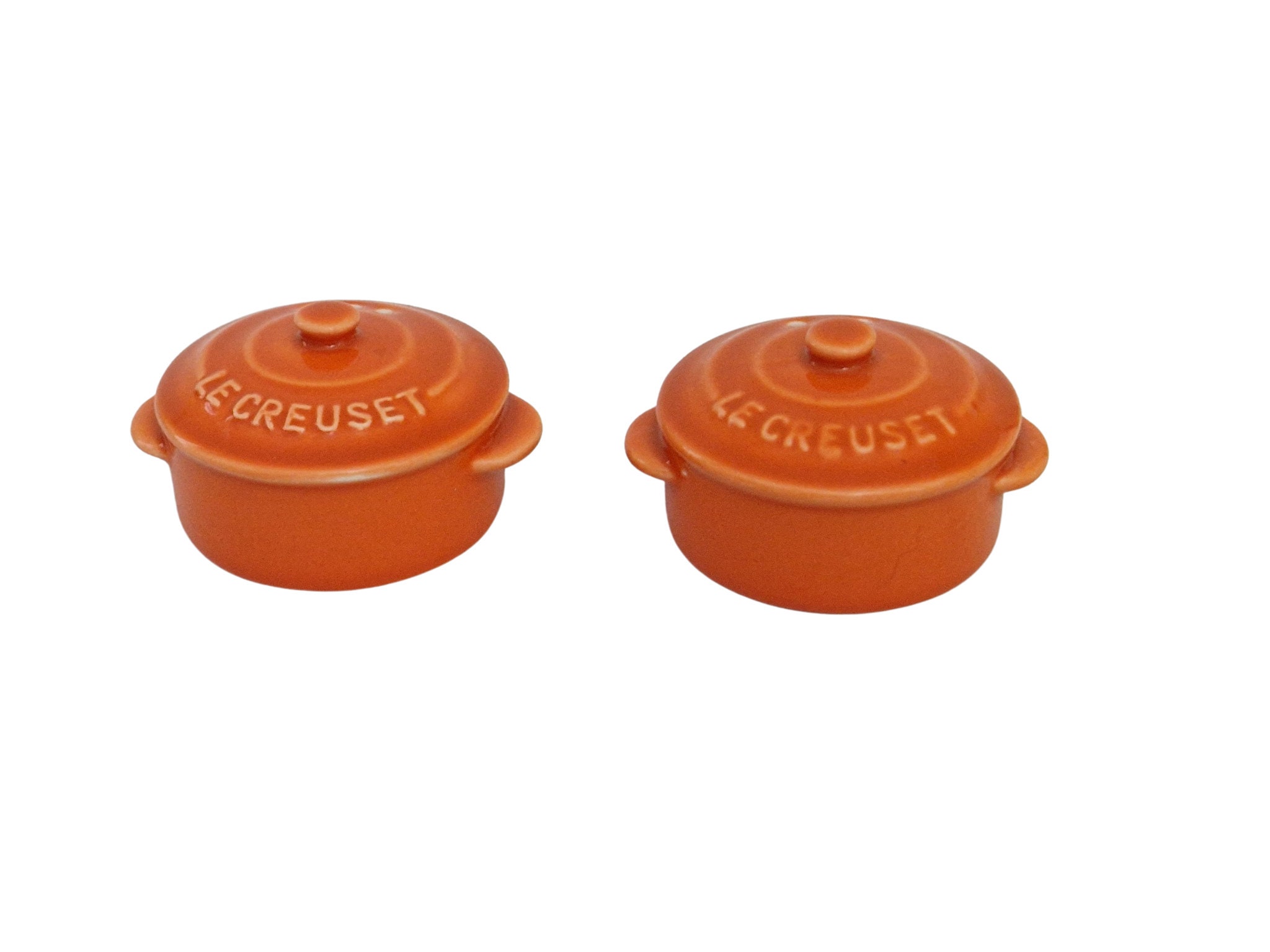 French Le Creuset Salt and Pepper Shaker Set, Vintage Miniature Ceramic