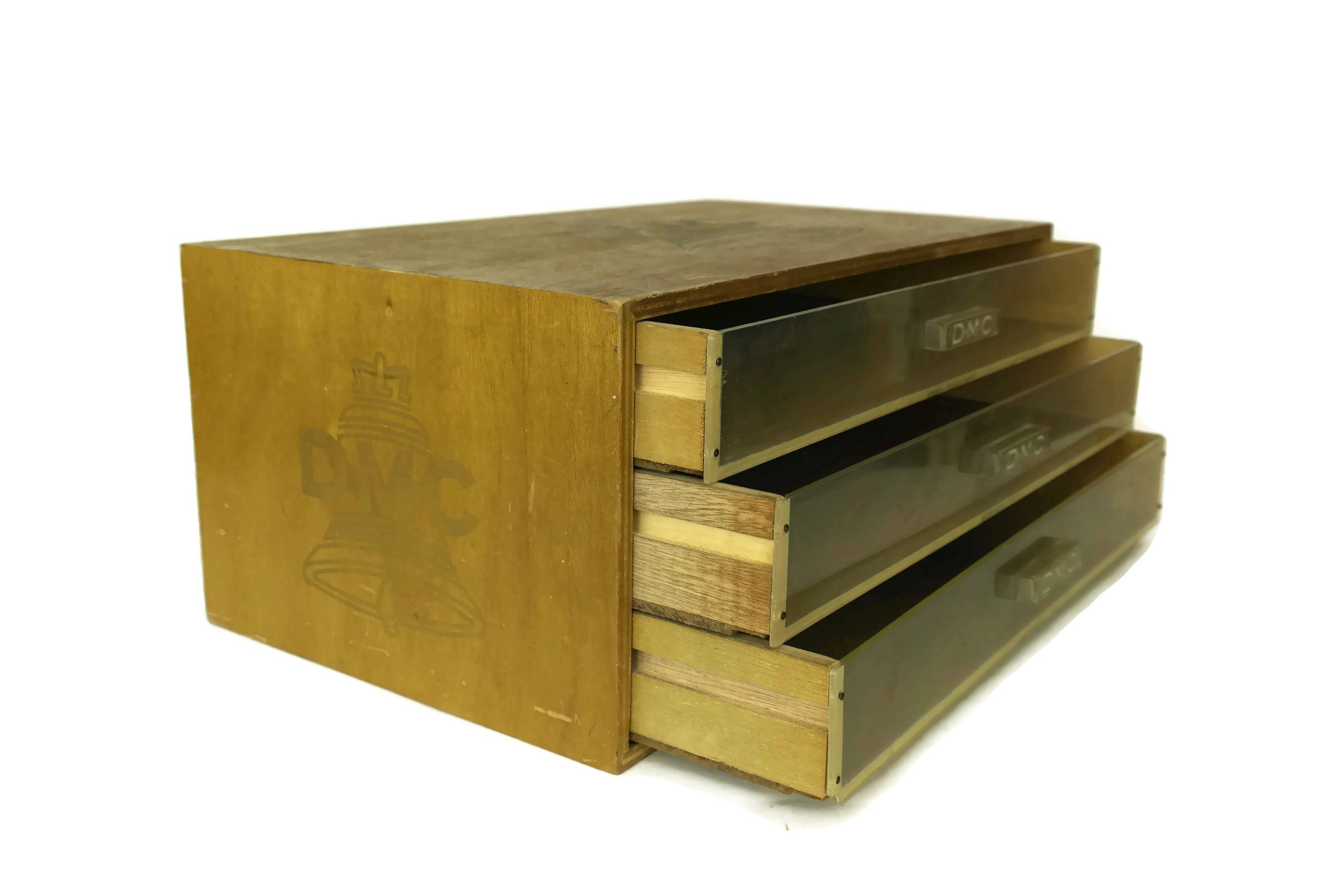 Vintage DMC Floss Storage Box. Wooden Store Display. French Embroidery