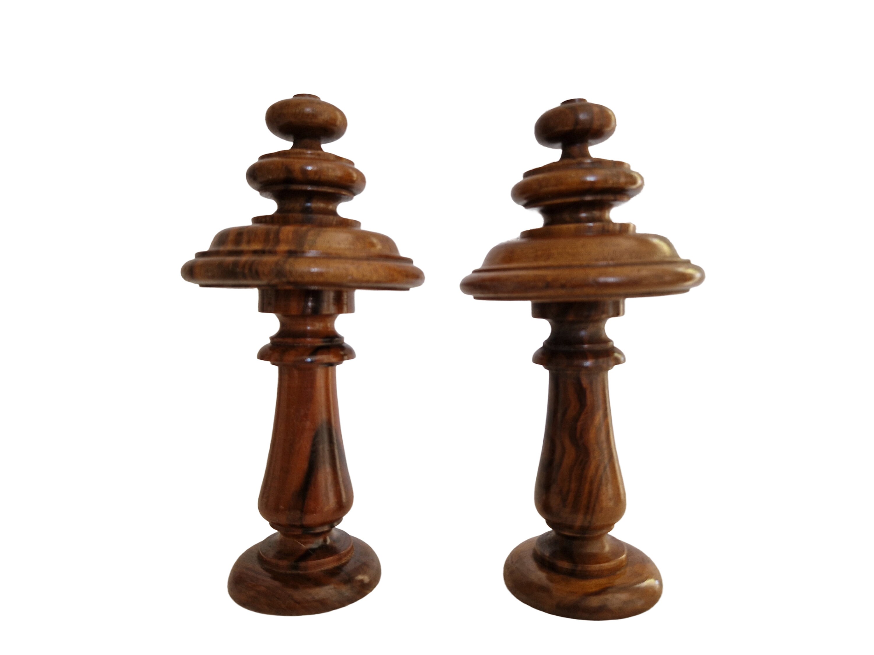 Antique French Wooden Curtain Tie Back Holders, Pair of Turned Wood