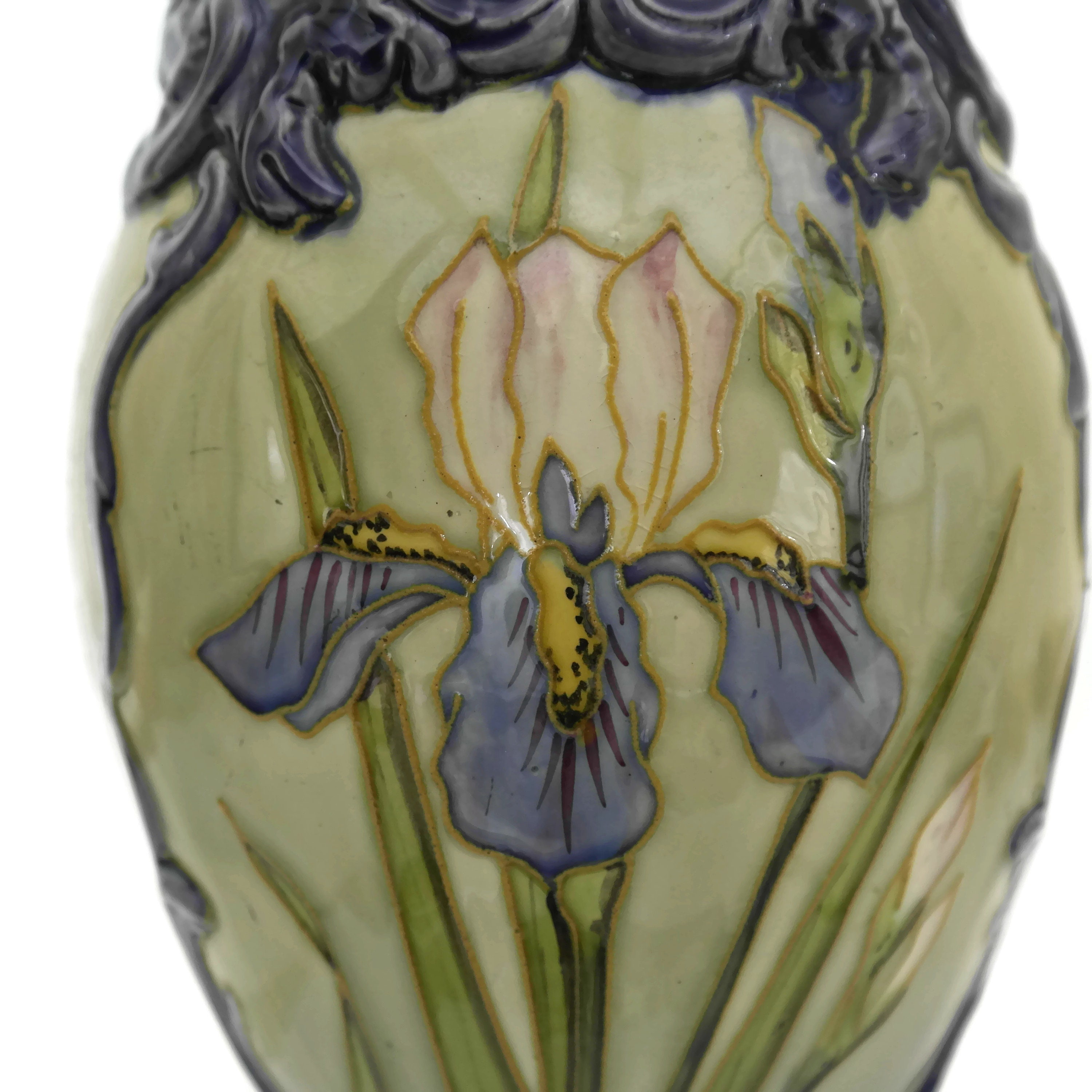 Art Nouveau Iris Flower Vase