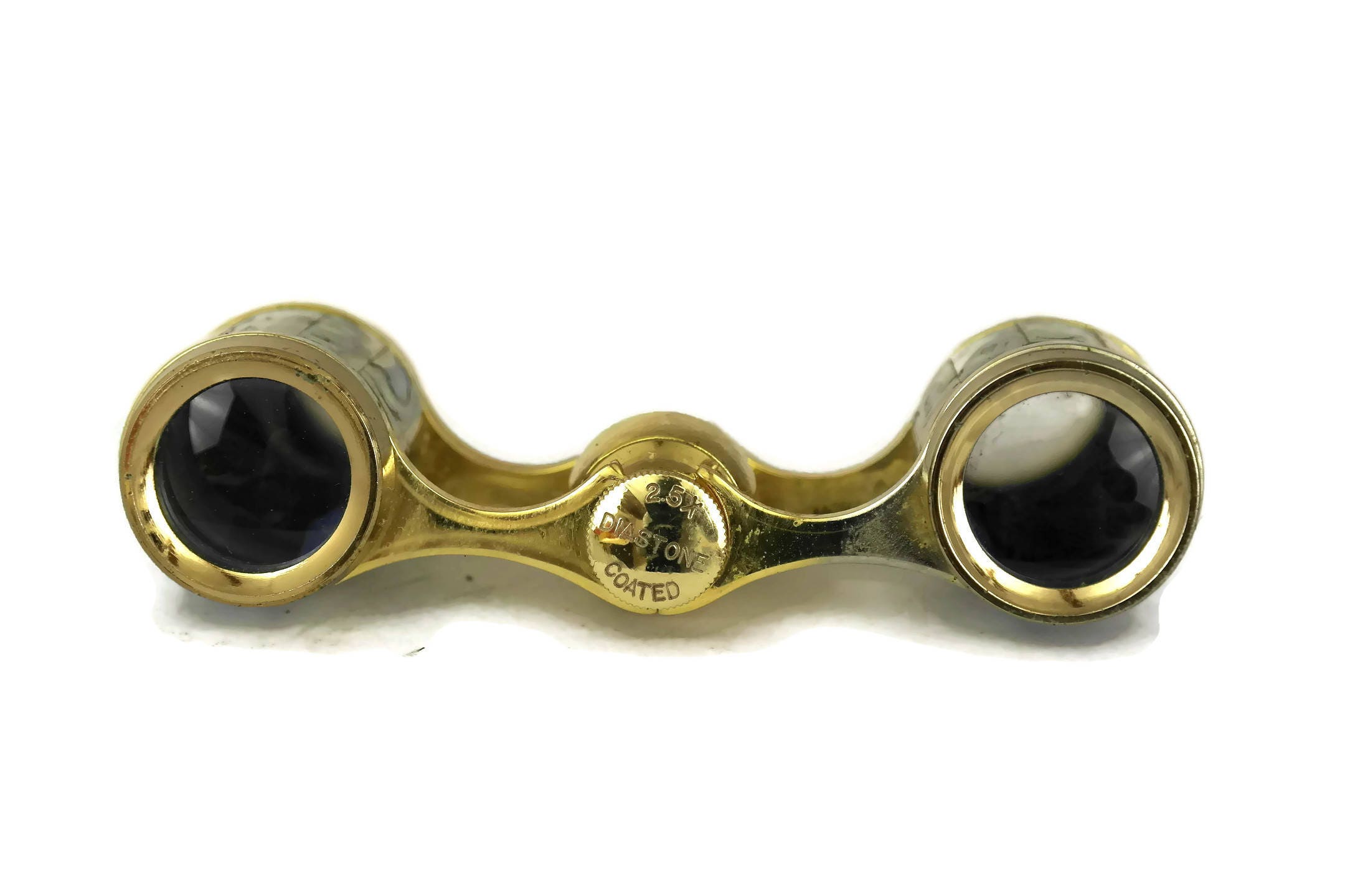 Vintage Opera Viewing Glasses. Mid Century Brass and Mother of Pearl