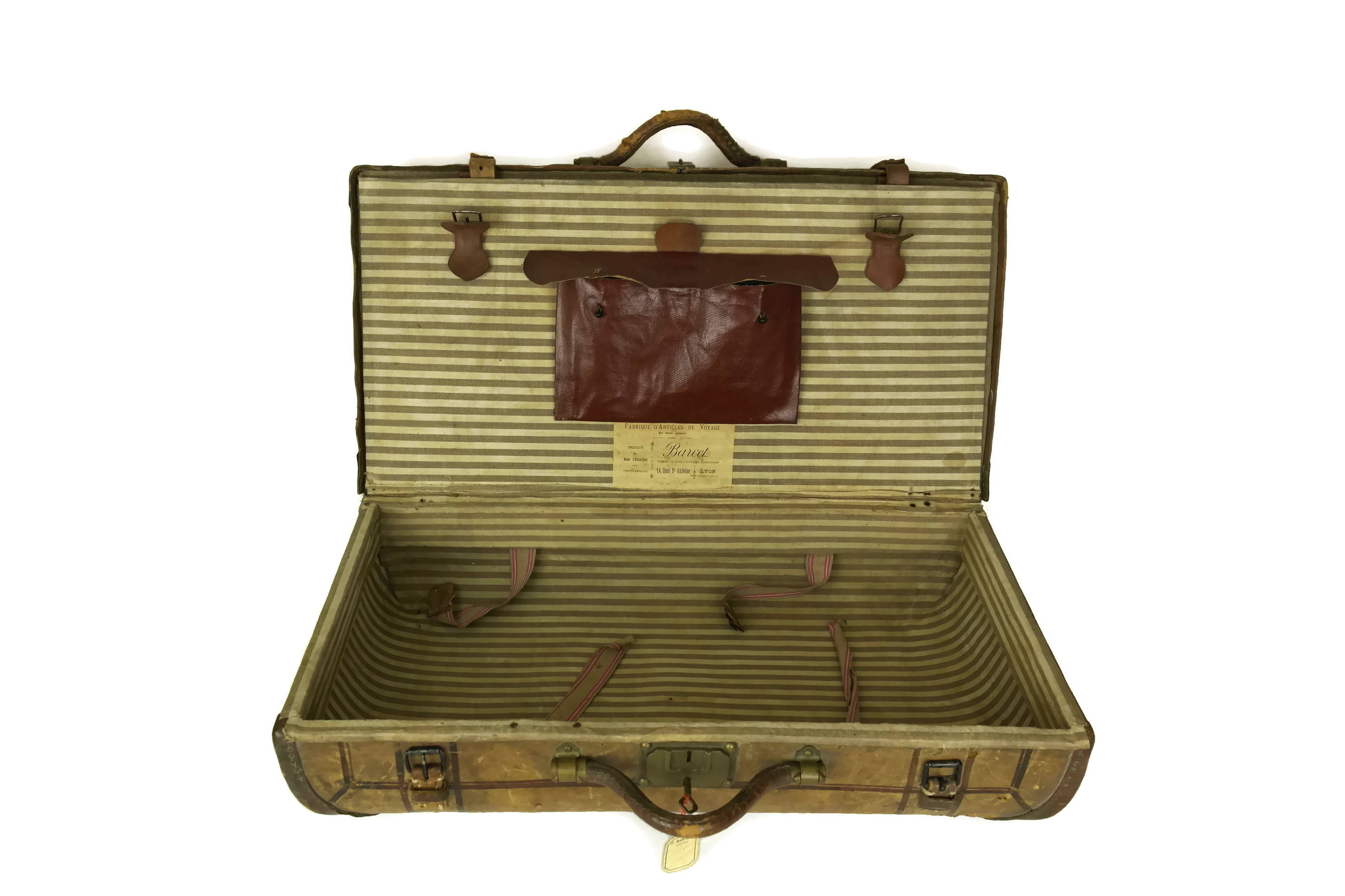 RESERVED for Springray. Antique Leather Suitcase. French Luggage with