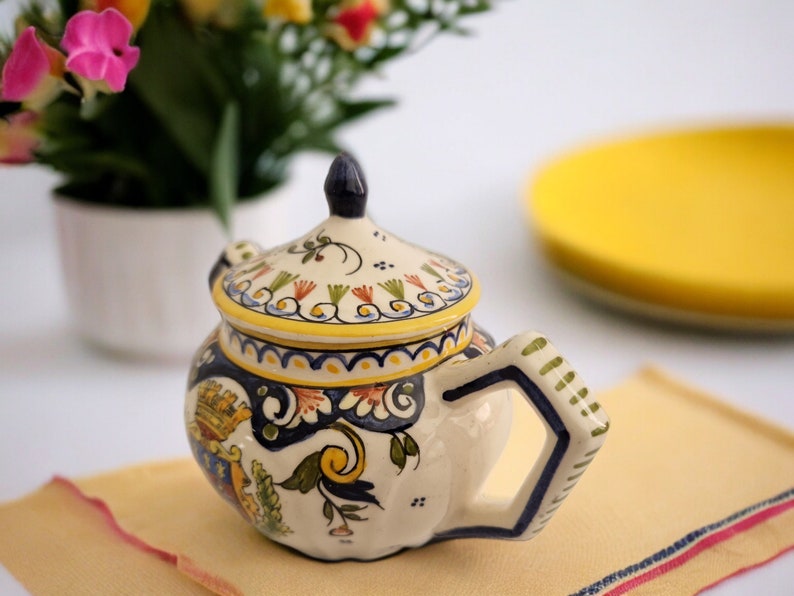 Vintage Sugar Bowl with Rouen Decor
