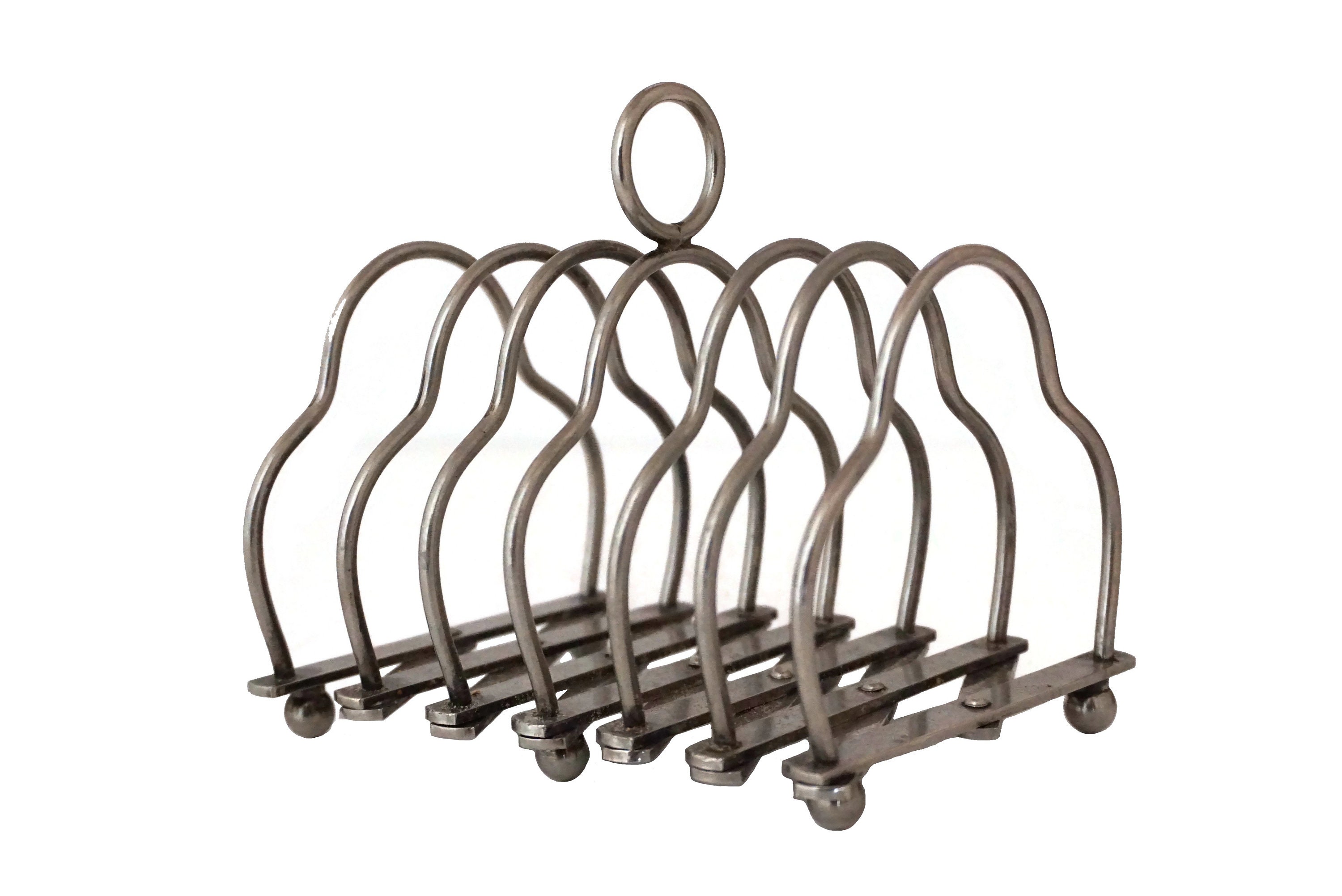 French Antique Toast Rack, Expanding Accordion Six Slot Toast Server