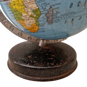Mid Century Tin World Globe by Cartes Taride, Small Desk Top Earth Map image 9