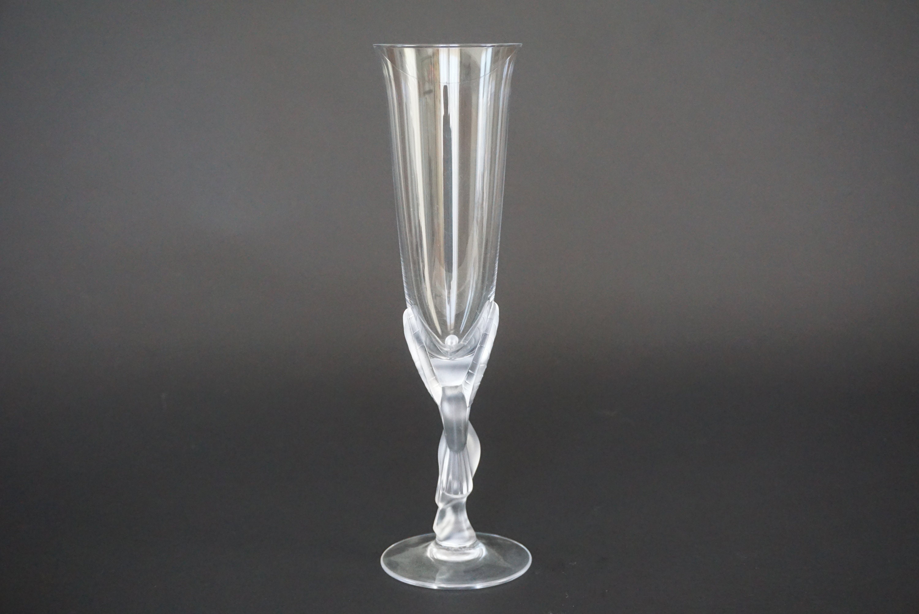 Faberge Crystal Champagne Flutes, Set of 5, French Kissing Dove Glasses