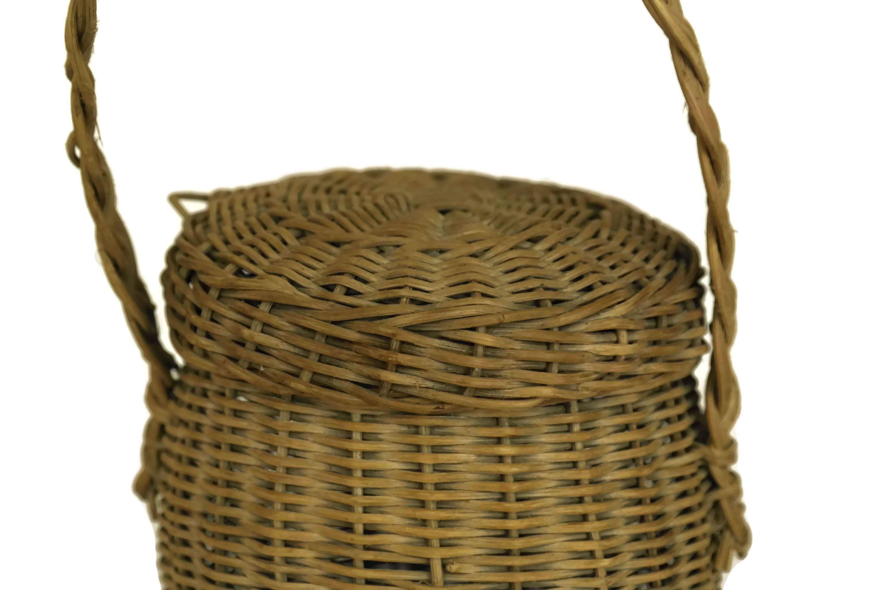 Vintage French Garlic Basket. Rustic Kitchen Decor and Storage. Hand