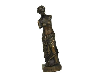 Venus de Milo Bronze Statuette, Greek Goddess Aphrodite of Milos Figurine