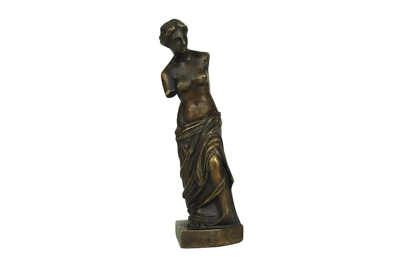 Venus de Milo Bronze Statuette, Greek Goddess Aphrodite of Milos Figurine