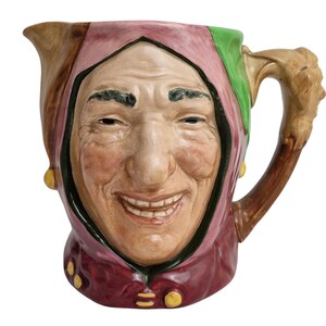 Touchstone Court Jester Pitcher by Royal Doulton, Vintage Majolica Figural Jug image 2