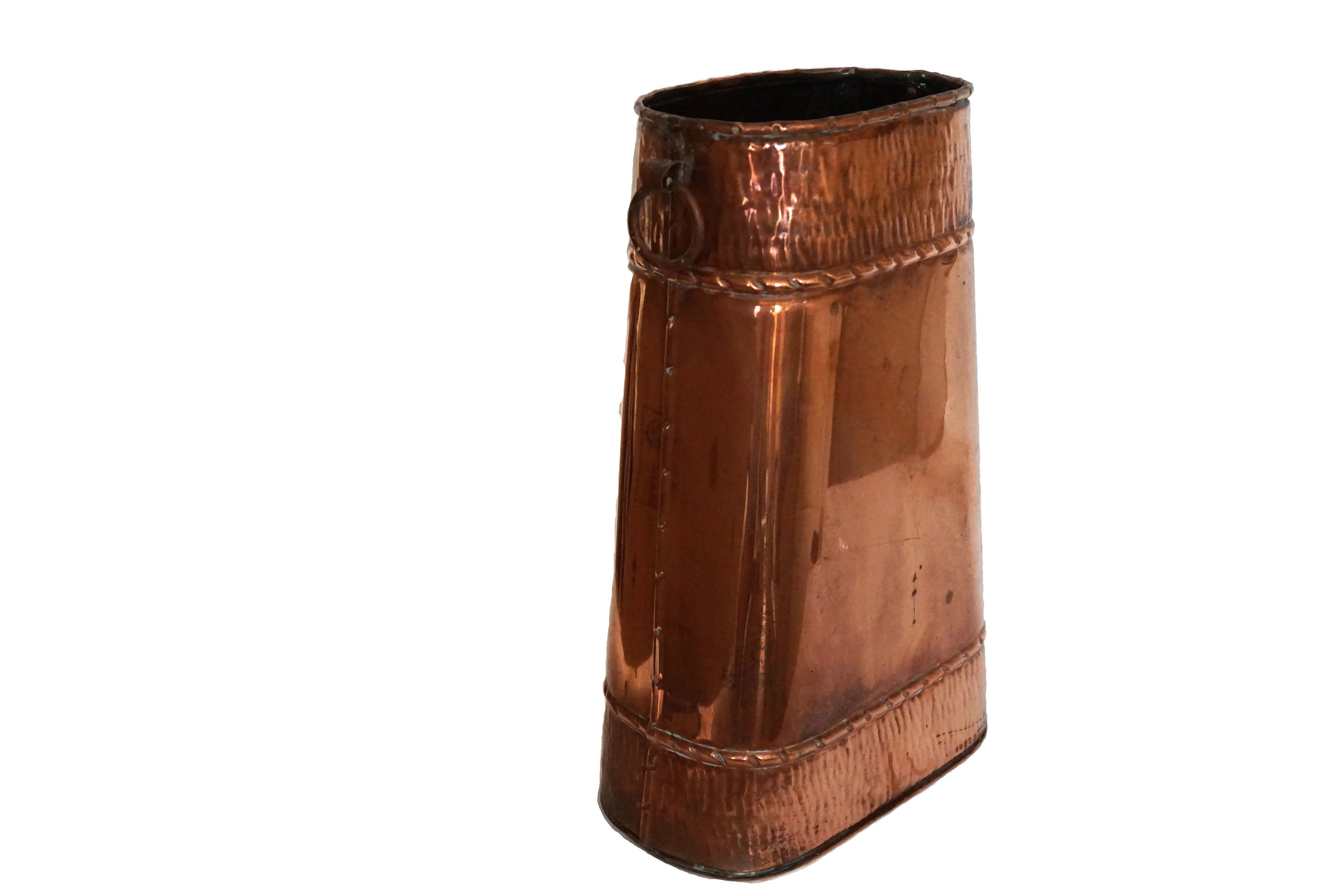 Antique French Copper Umbrella Stand & Walking Stick Holder, Entryway