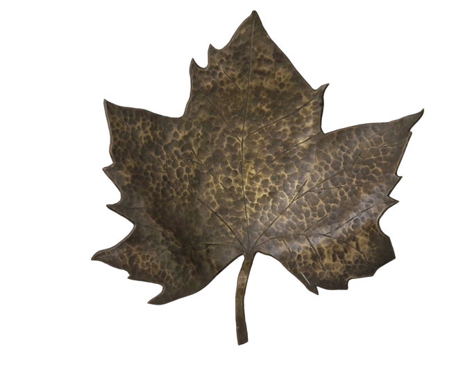 Vintage Bronze Maple Leaf Sculpture, Mid Century French Botanical Art, Fall Home Decor