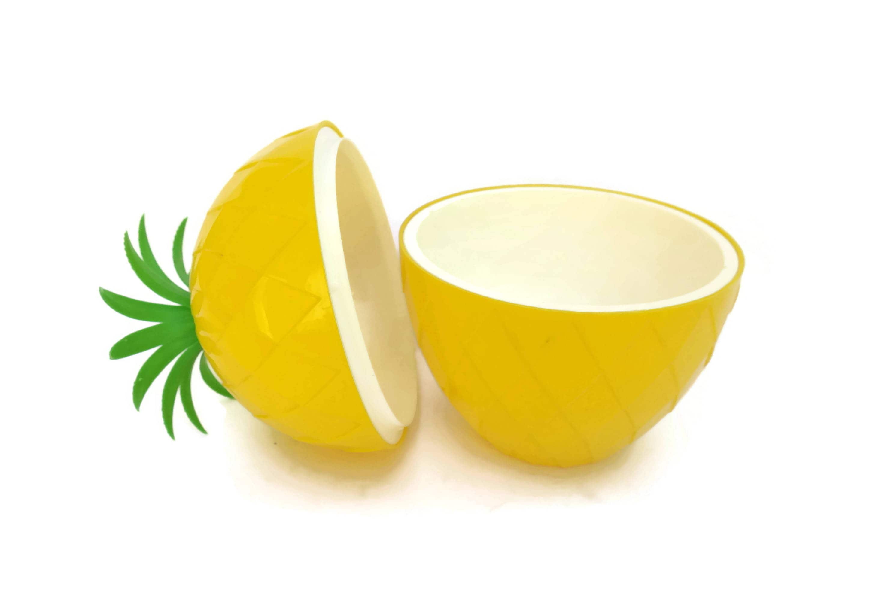 Vintage Yellow Plastic Pineapple Ice Bucket. Retro Barware. Yellow and