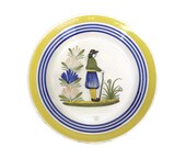 H Quimper Plate. Vintage French Faience Quimper. Decorative Wall Plate.
