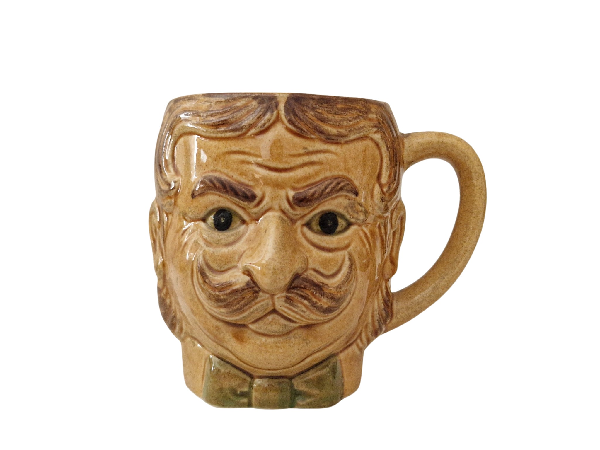 Pottery Figural Face Mug Man Mustache 0724