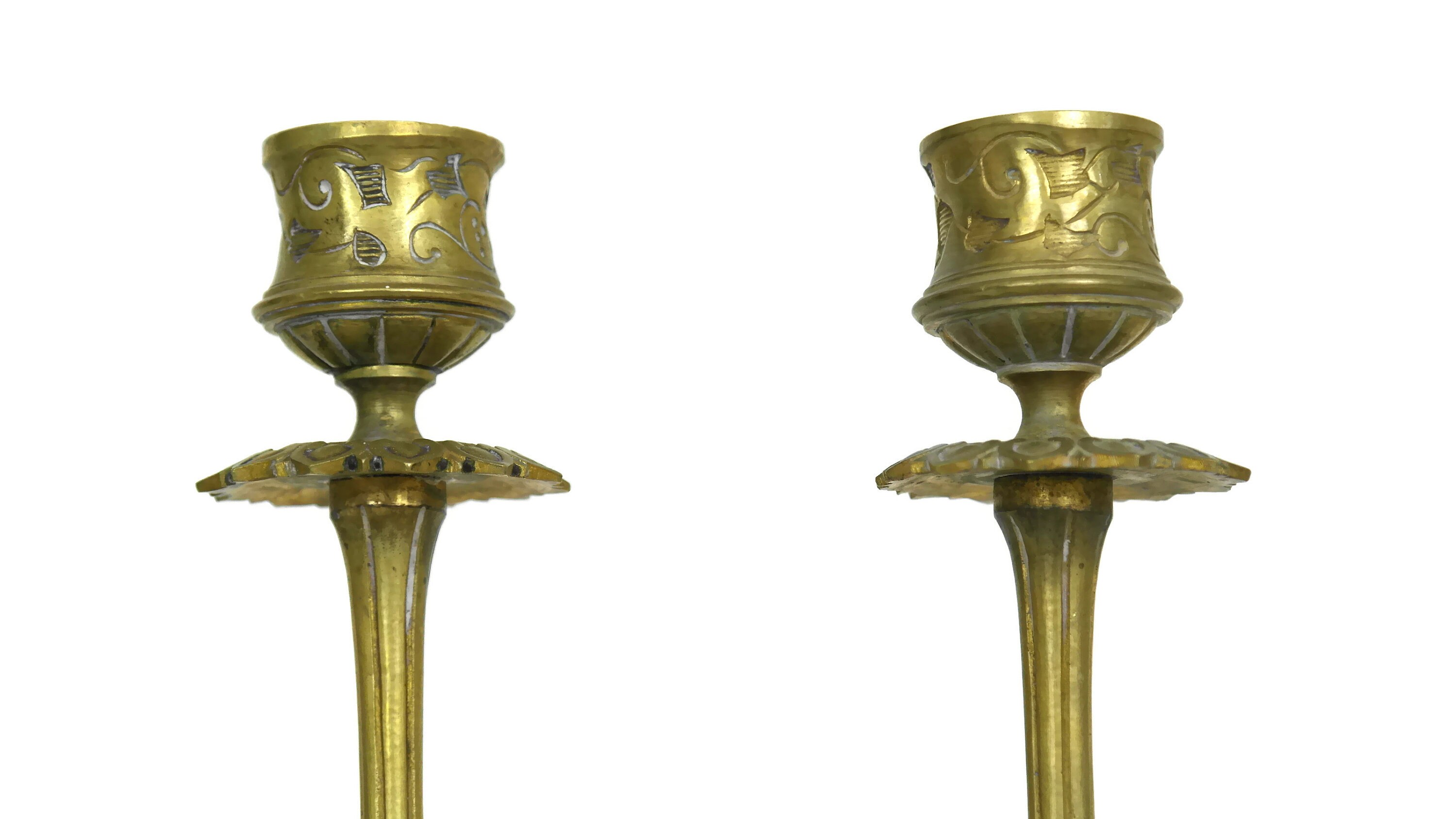 19th Century French Bronze Candlestick Holders