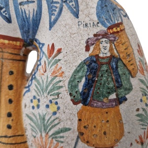 Hand Painted French Pottery Wall Pocket Bagpipe Vase