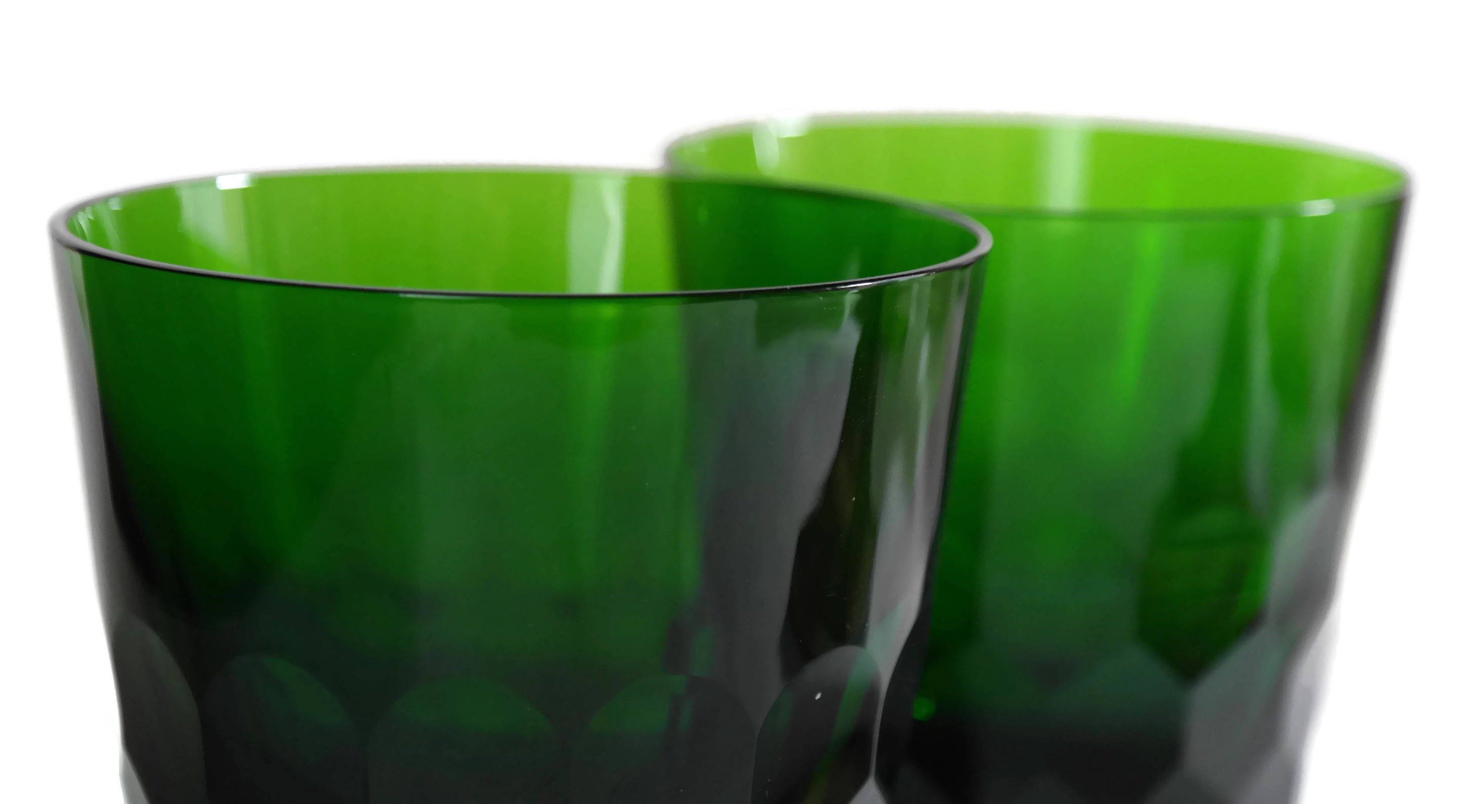 Saint Louis Green Crystal Whiskey Glasses. Mr and Mrs Gift. Set of 2