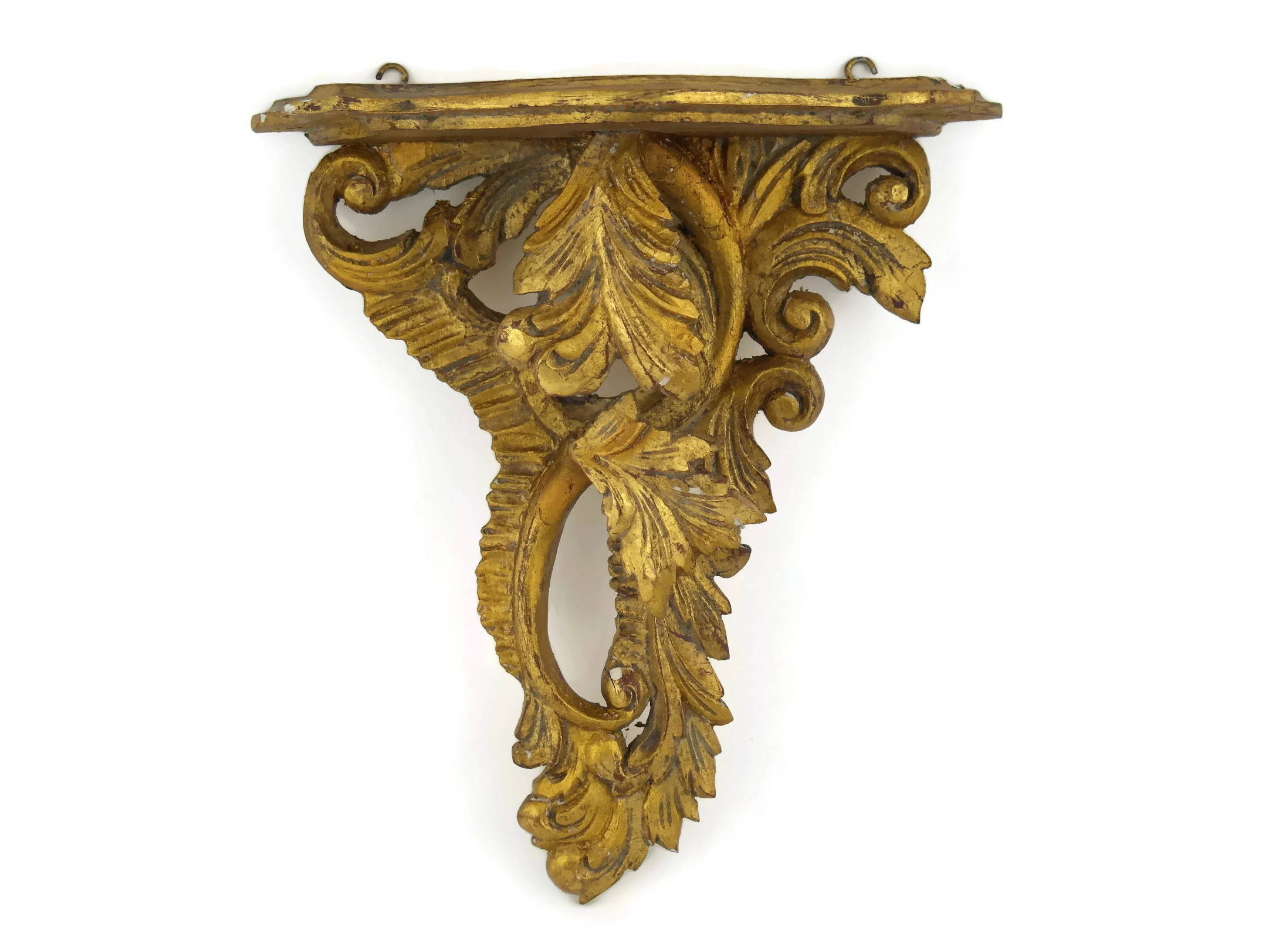 Antique Gold Wall Console Shelf Bracket.