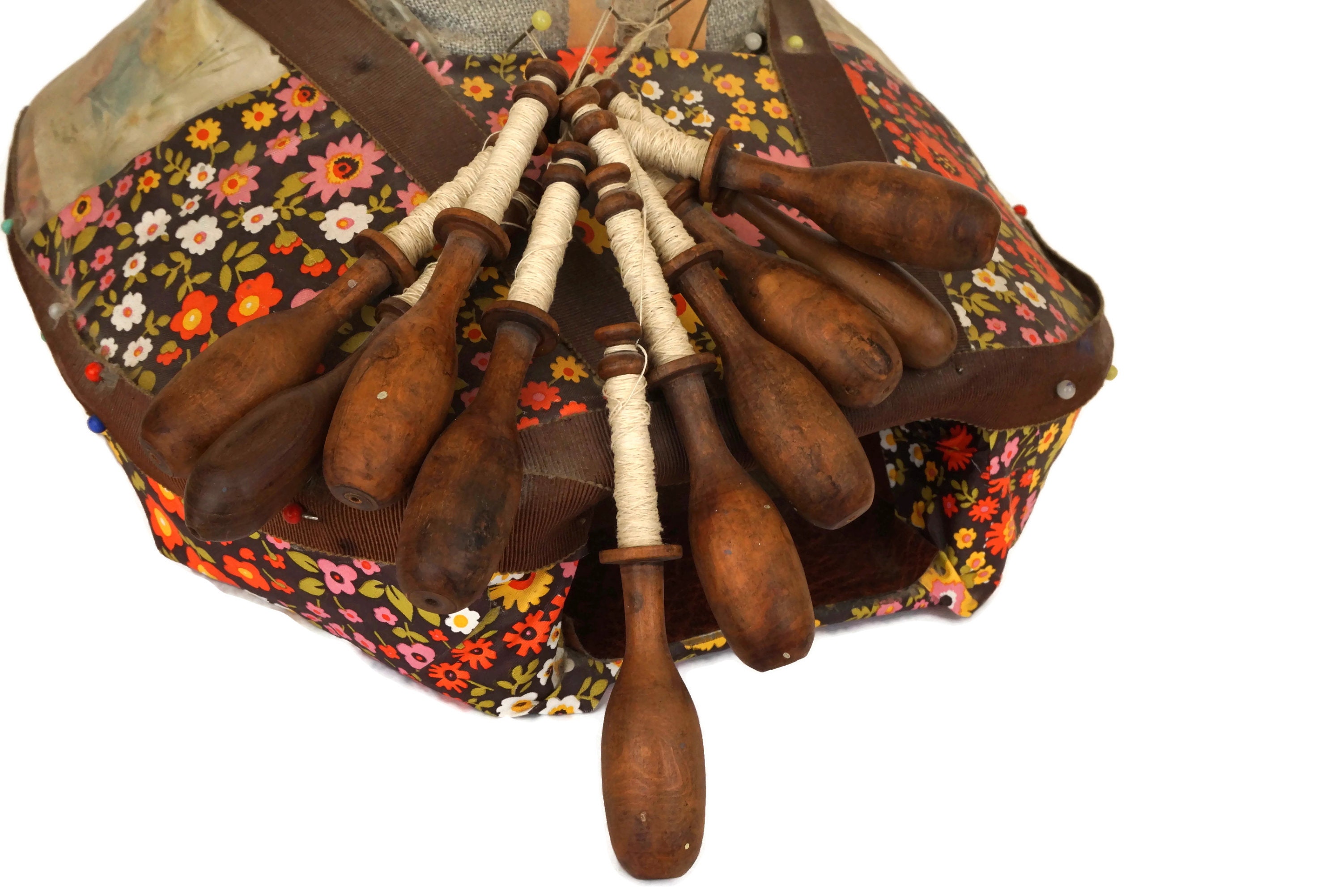 Lace Making Pillow with Wooden Bobbin Set