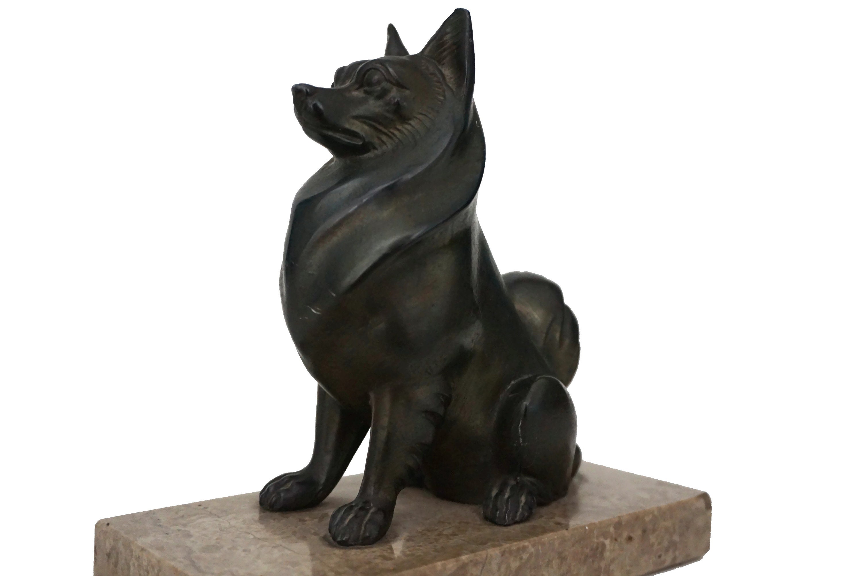 Art Deco Pomeranian Statue, French Antique Toy Pom Dog Decor