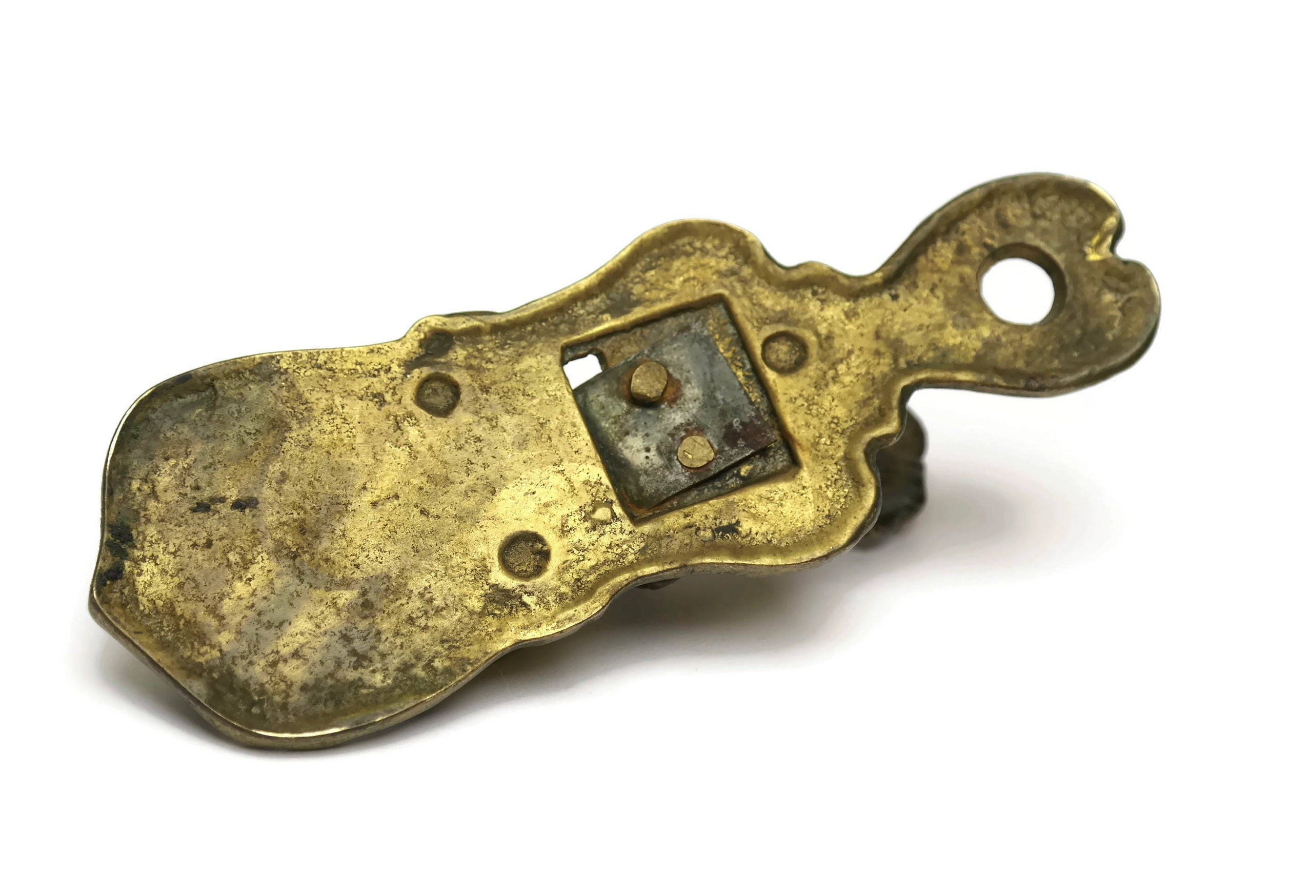 Old Brass Hand Paper Clip Document Holder.