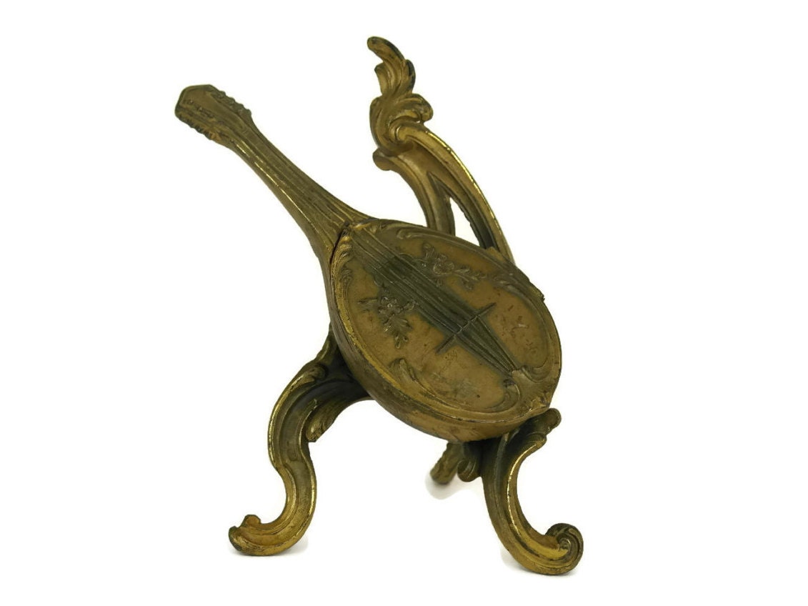 Antique French Mandolin Jewelry Casket. Art Nouveau Jewelry Box.