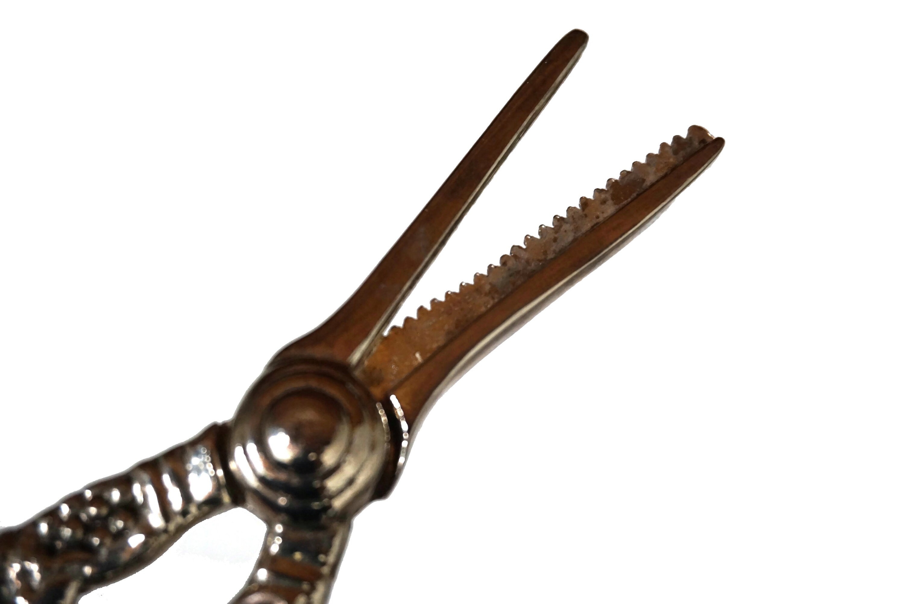 French Grape Scissors, Silver Plate Metal with Vine Leaf Handles