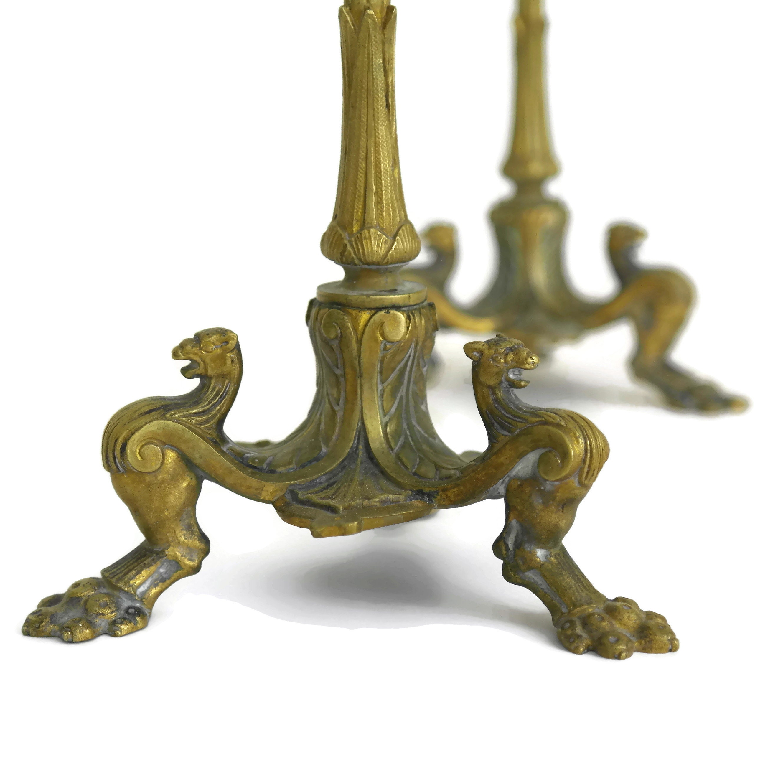 19th Century French Bronze Candlestick Holders