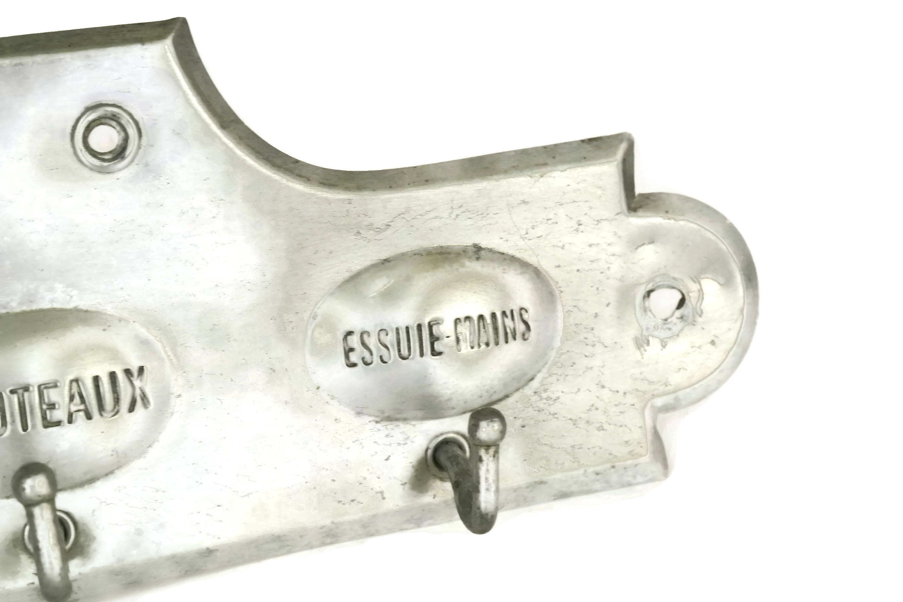 French Vintage Tea Towel Holder, Dish Cloth Rack, Aluminum Kitchen Decor