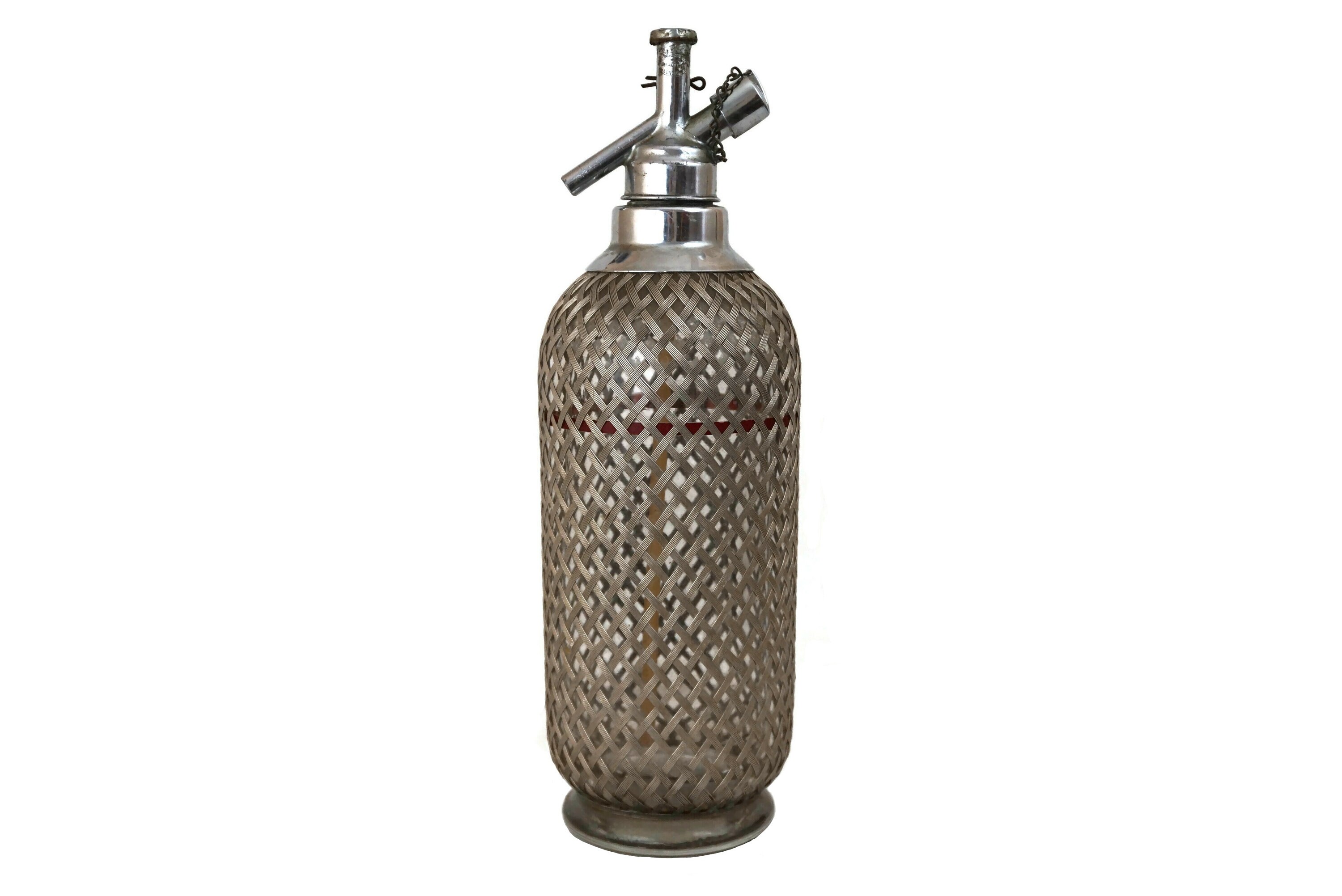 Sparklets Soda Seltzer Syphon Bottle with Woven Wire Mesh