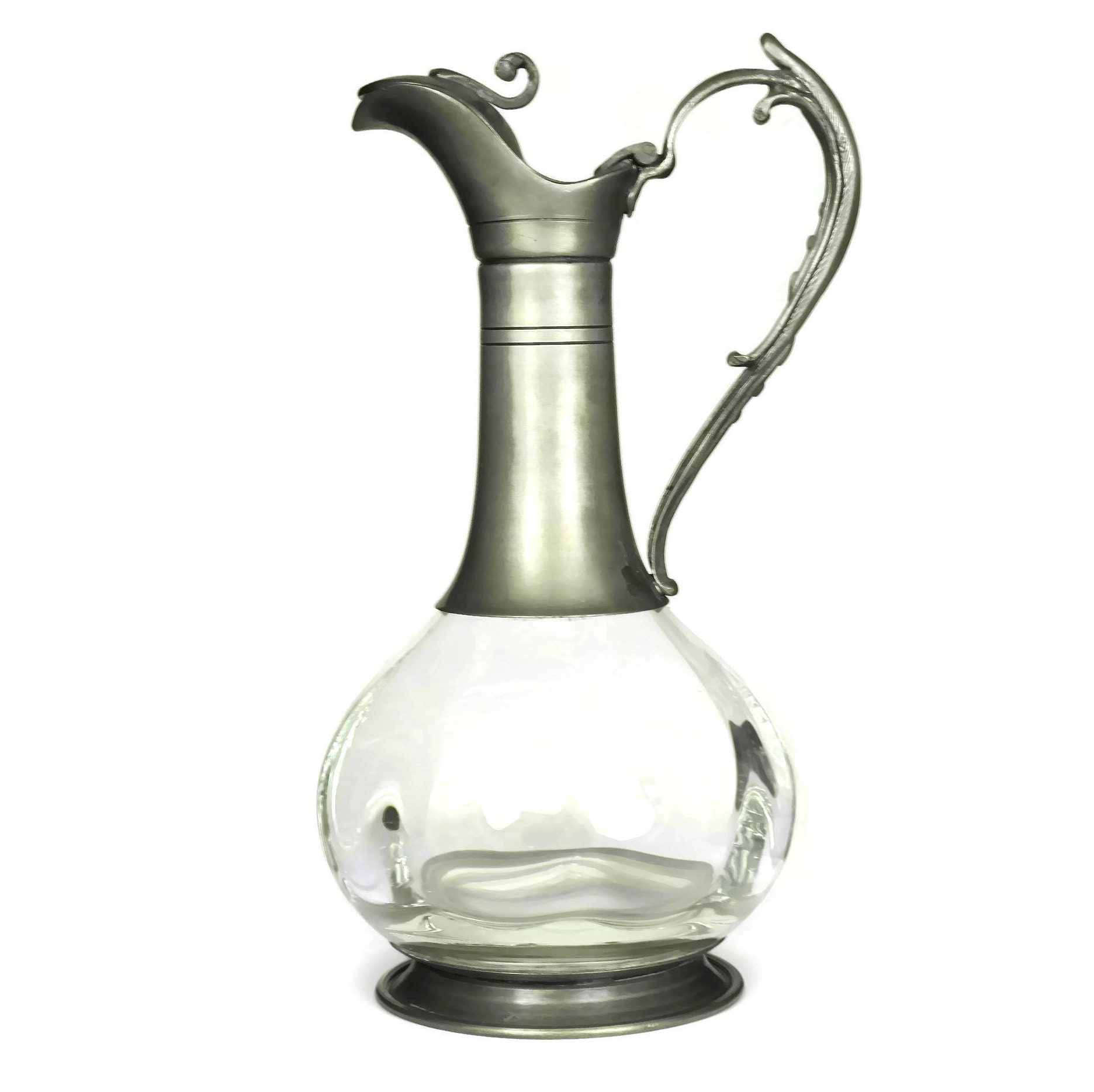 French Wine Pitcher. Vintage Pewter Claret Jug. Table Decor. Wine Lover