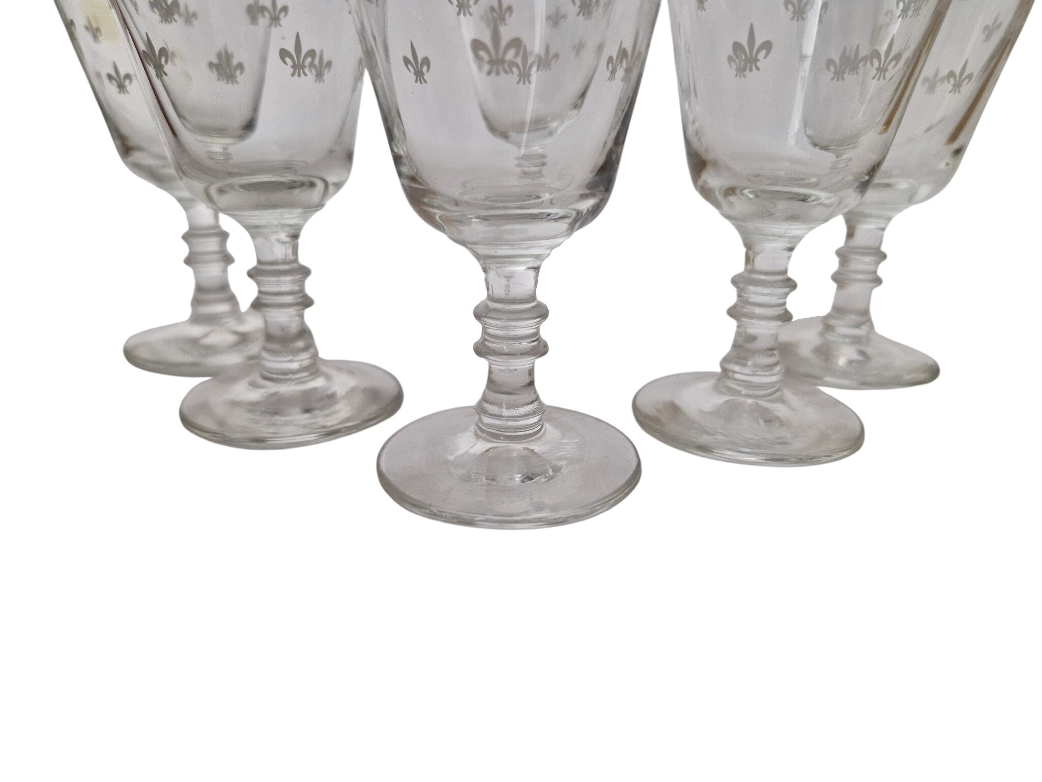 1950s French Fleur de Lys Liqueur Shot Glasses, Set of 6