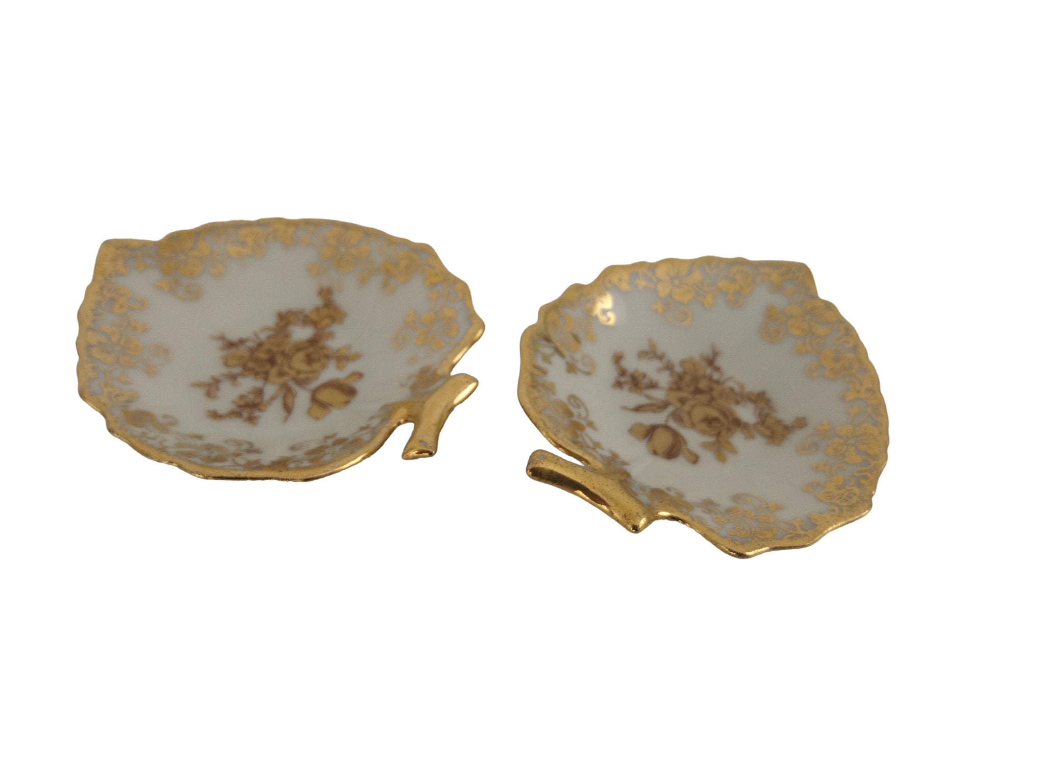 Limoges Porcelain Salt and Pepper Cellar Bowls, Pair of French Gold