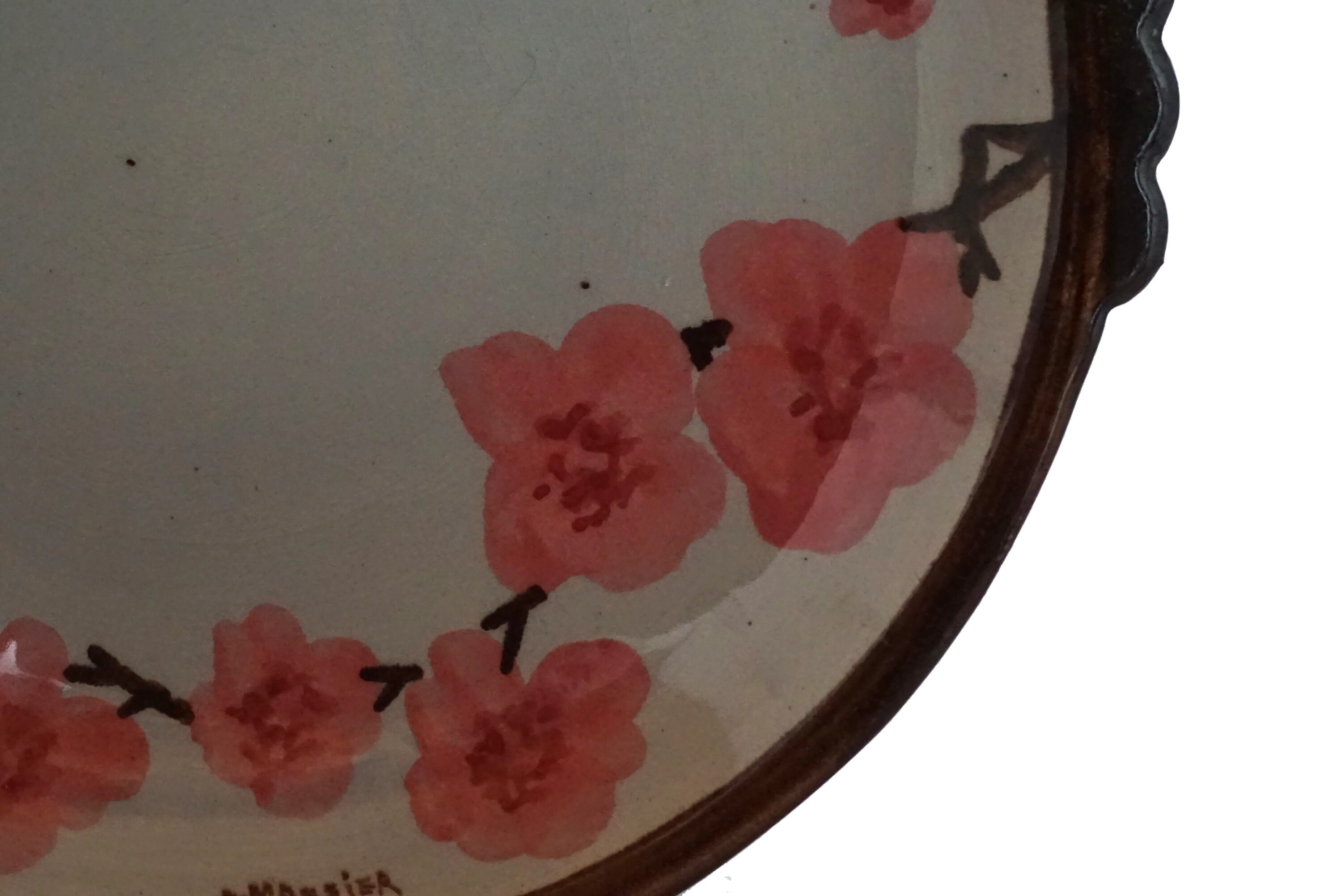 Vintage French Pottery Cherry Bowl by Jerome Massier, Hand Painted