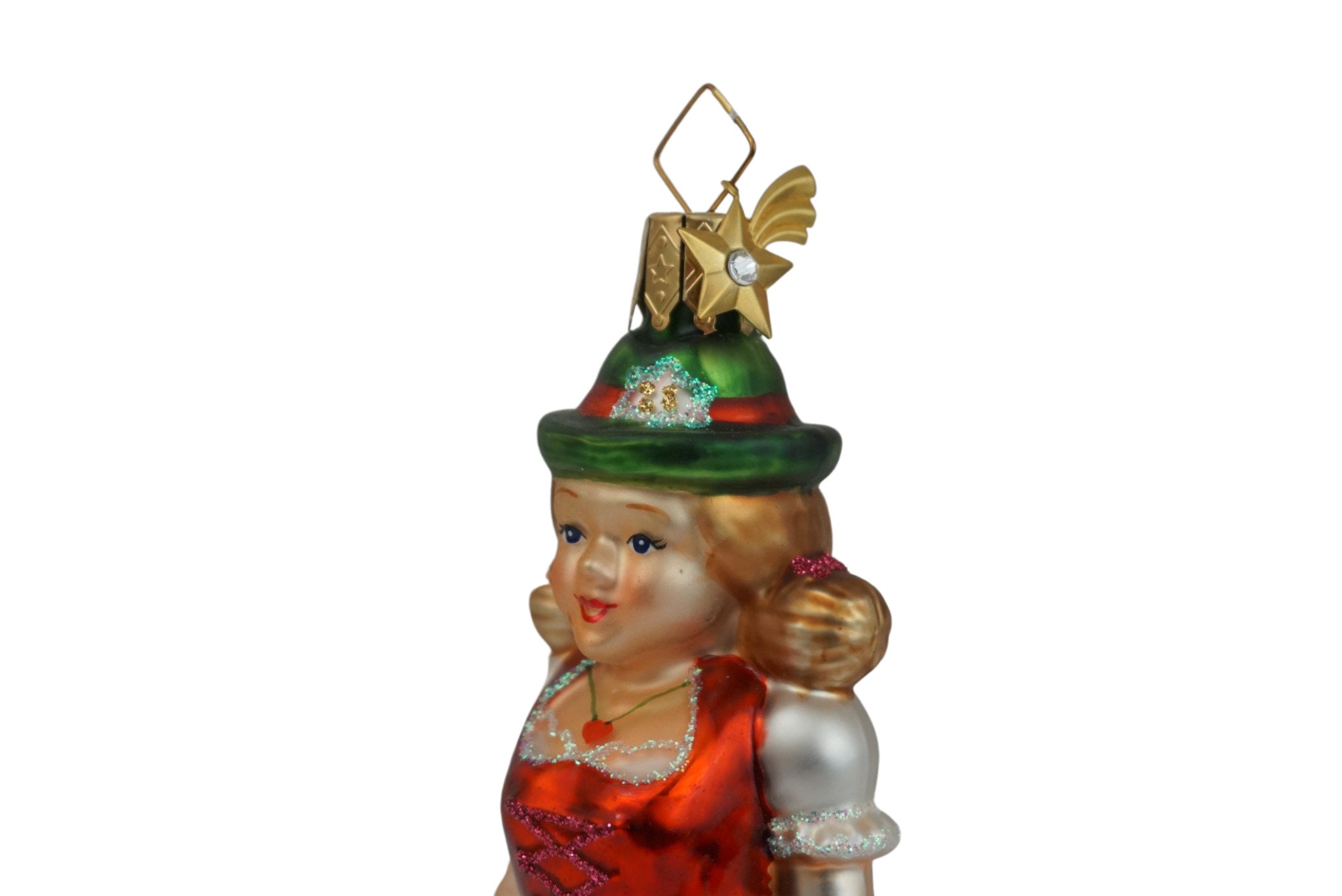 Reserved for Vali. Vintage German Girl Figurine Glass Christmas Tree