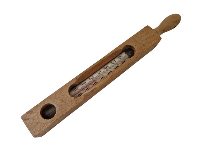 Antique French Wooden Baby Bath Floating Thermometer